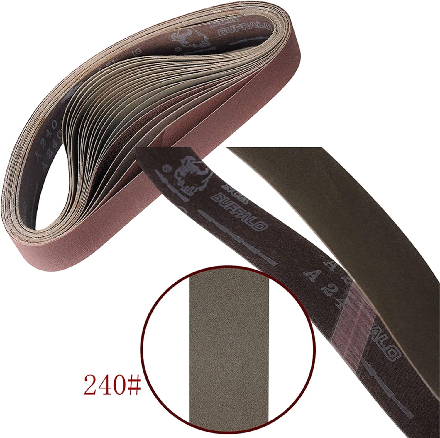 GLEX HPG240-15 1-12″ x 30″ Cinturón de lijado de óxido de aluminio, grano 240, paquete de 15