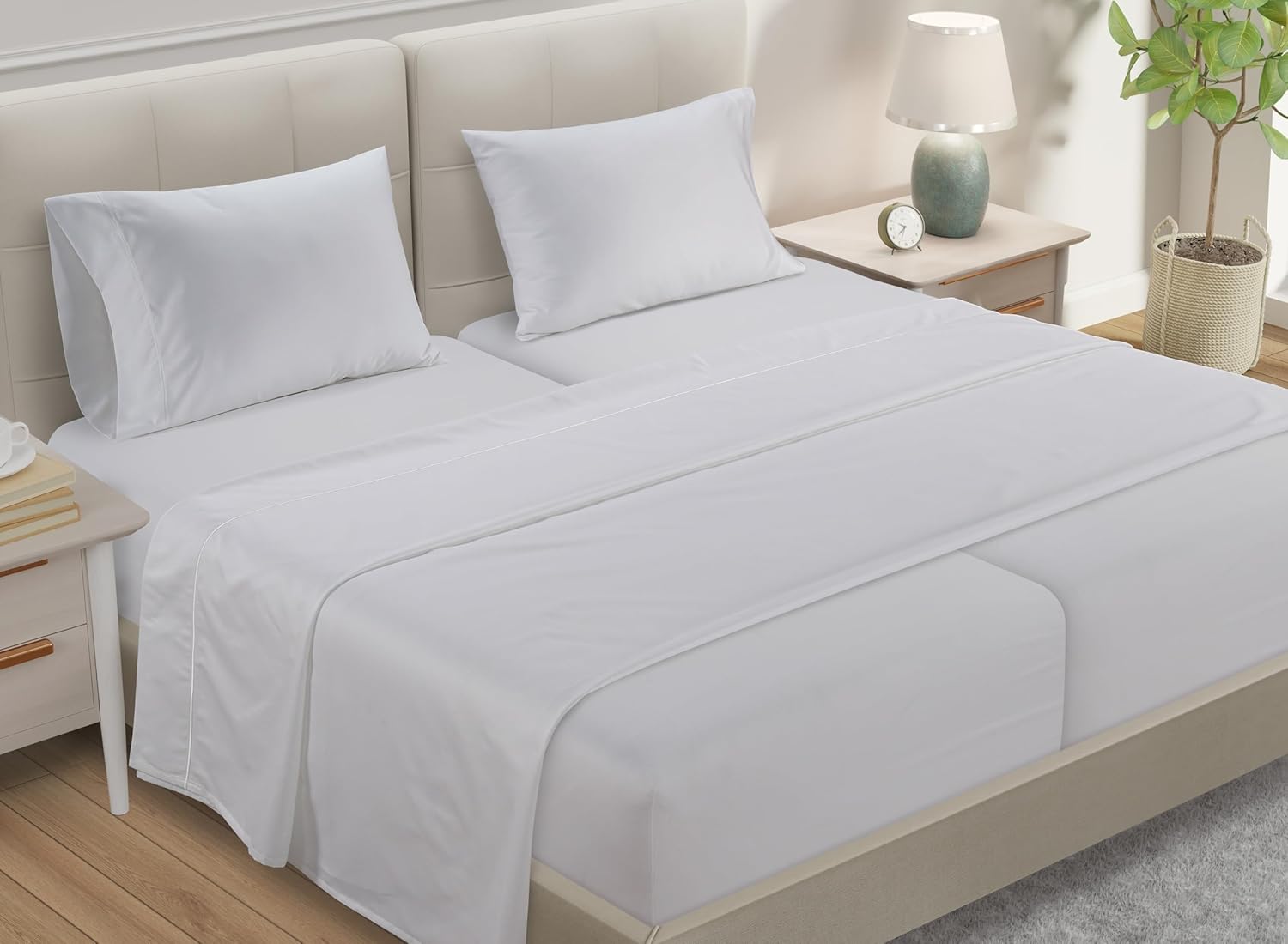 CHATEAU HOME COLLECTION Juego de sábanas de 5 piezas de 100 % algodón egipcio de 800 hilos, tamaño King dividido de 5 piezas, sábanas de lujo para