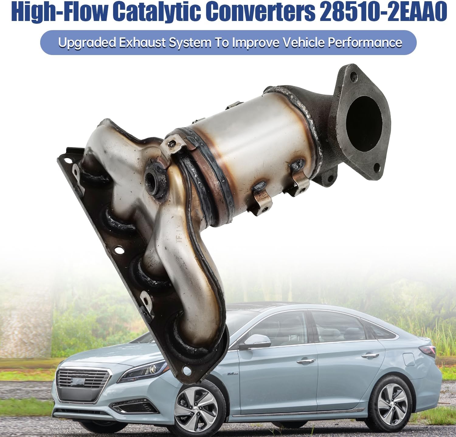 28510-2EAA0 Convertidor catalítico frontal compatible con Hyundai Sonata Hybrid 2016-2017 Kia Optima Hybrid 2017-2019 2.0L L4 (solo modelos híbridos)