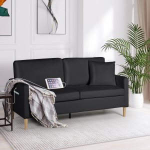 AILEEKISS Sofá biplaza de 66 pulgadas de ancho con 2 asientos USB de mediados de siglo, muebles de piel sintética, tapizado, sofá biplaza para sala AILEEKISS Sofá biplaza de 66 pulgadas de ancho con 2 asientos USB de mediados de siglo, muebles de piel sintética, tapizado, sofá biplaza para sala