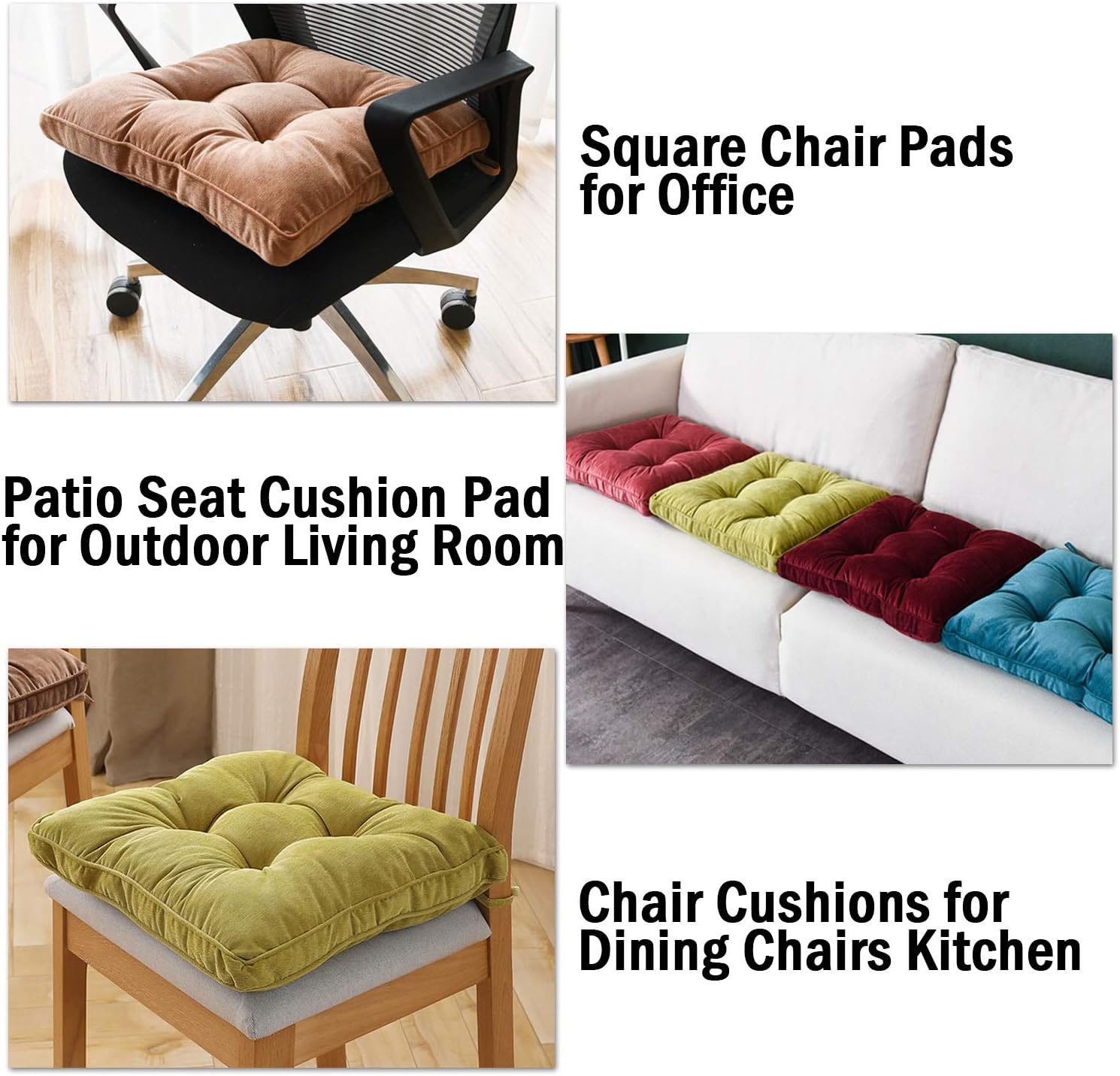 Tiita – Almohada cuadrada para el suelo, cojín de asiento grueso para yoga, meditación, sala de estar, balcón, oficina, exterior, 22 x 22 pulgadas.