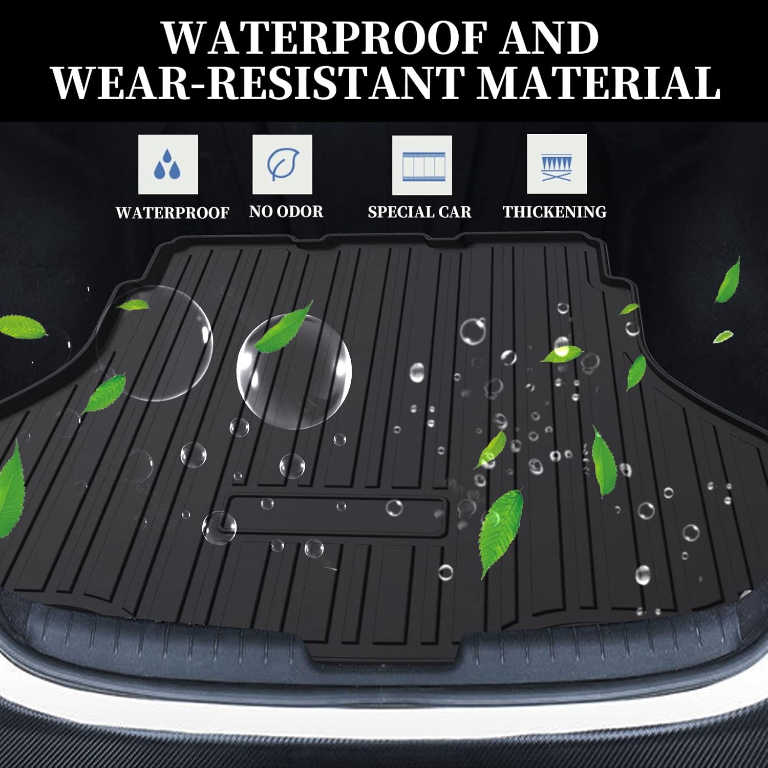 Cargo Liner for 2024 Hyundai Elantra (No Elantra GT Models) – Black TPO All Weather Heavy Duty Waterproof Rear Cargo Tray Trunk Floor Mat Protector