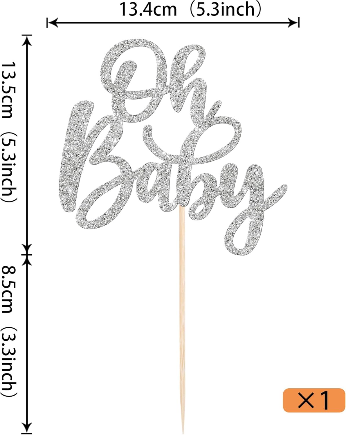 1 pieza de decoración de pastel Oh Baby Shower con purpurina para baby shower, bautismo, revelación de género de bebé, decoración de pastel para