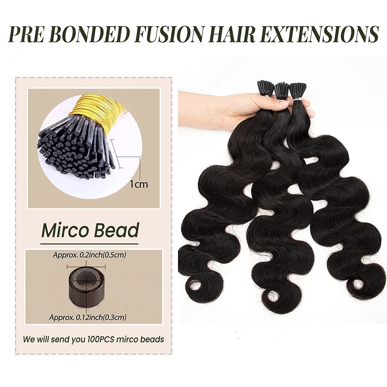 Extensiones de cabello humano real rizado con punta I para mujeres negras, 20 pulgadas, 1.76 ozpaquete, 50 soportes, queratina con punta en I,
