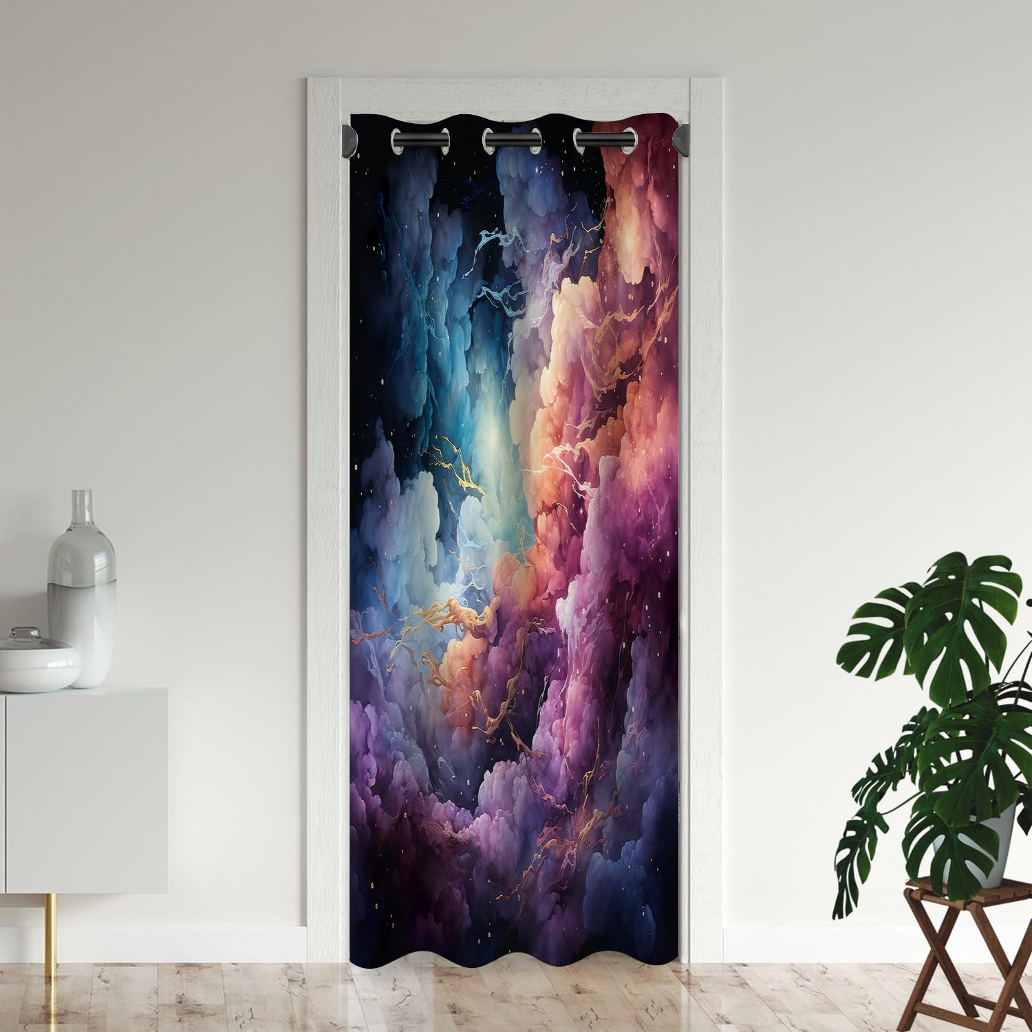 Cortinas de puerta Nebula para puertas, agujero negro, universo, espacio, galaxia, cortina opaca para armario de dormitorio de niños, ojales con