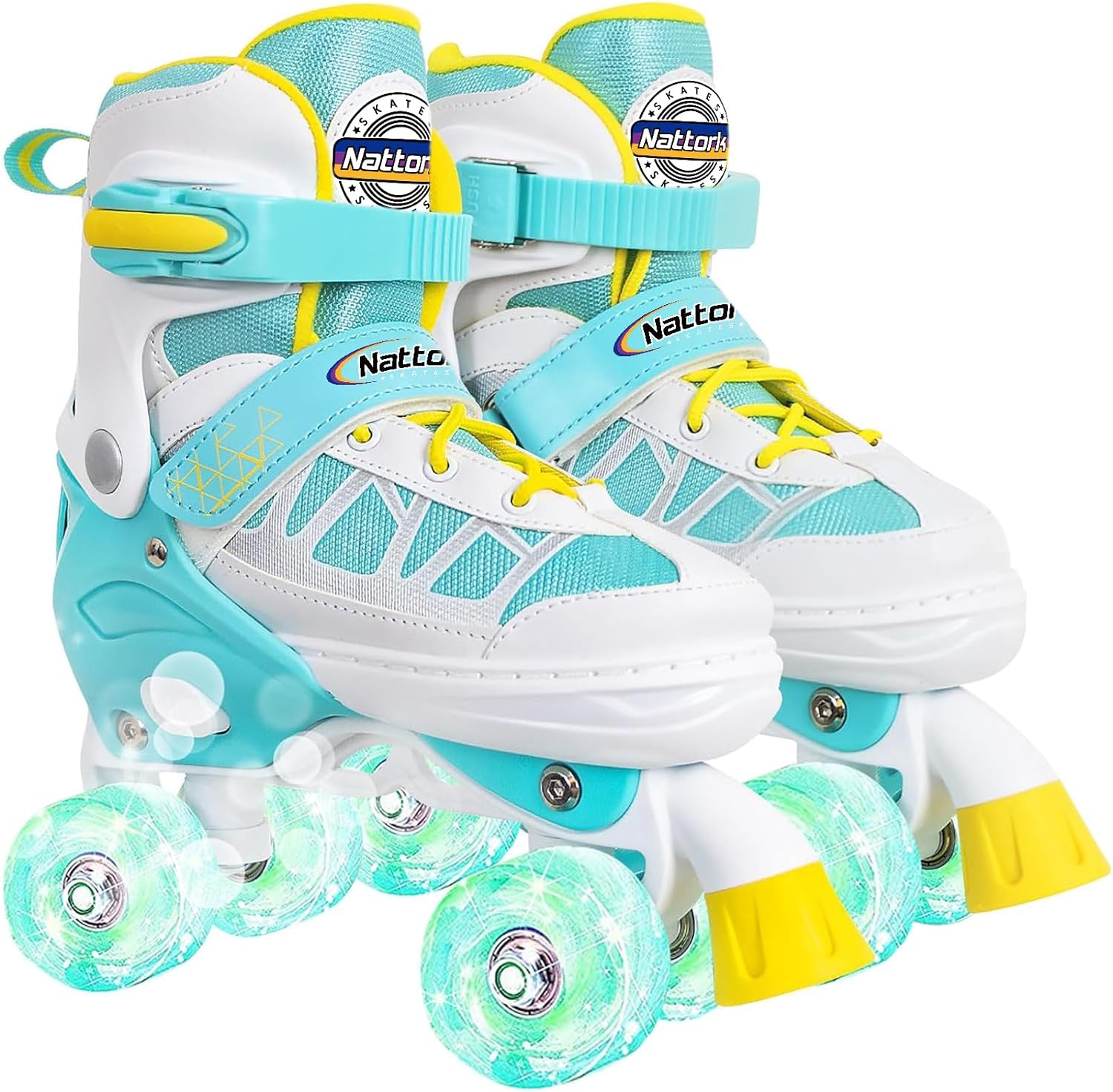 Nattork Patines de ruedas para niños y niñas, 4 tamaños ajustables con ruedas iluminadas para niños principiantes para interiores y exteriores