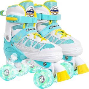 Nattork Patines de ruedas para niños y niñas, 4 tamaños ajustables con ruedas iluminadas para niños principiantes para interiores y exteriores Nattork Patines de ruedas para niños y niñas, 4 tamaños ajustables con ruedas iluminadas para niños principiantes para interiores y exteriores