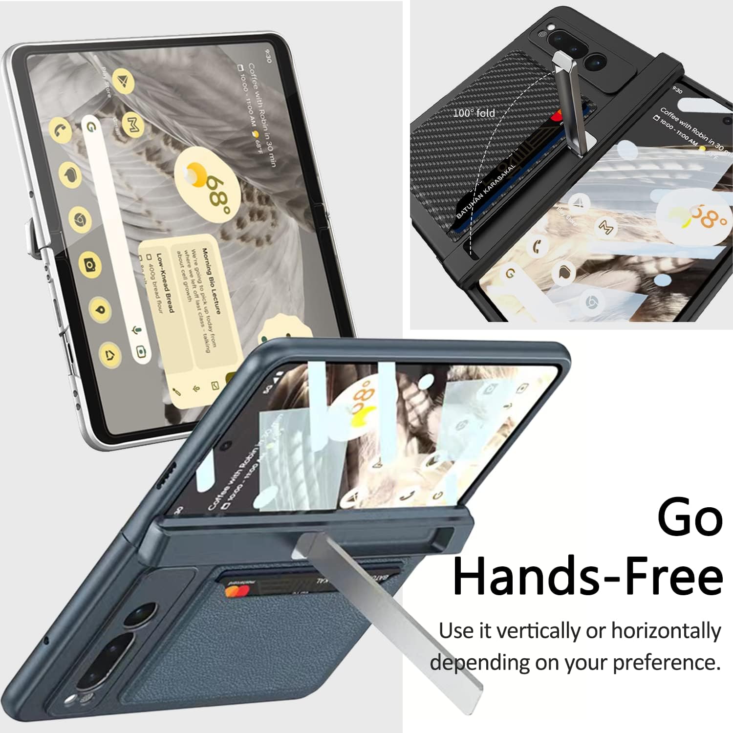 Miimall Funda compatible con Google Pixel Fold protección magnética de bisagra tarjetero protector de pantalla soporte duradero Funda de PC todo