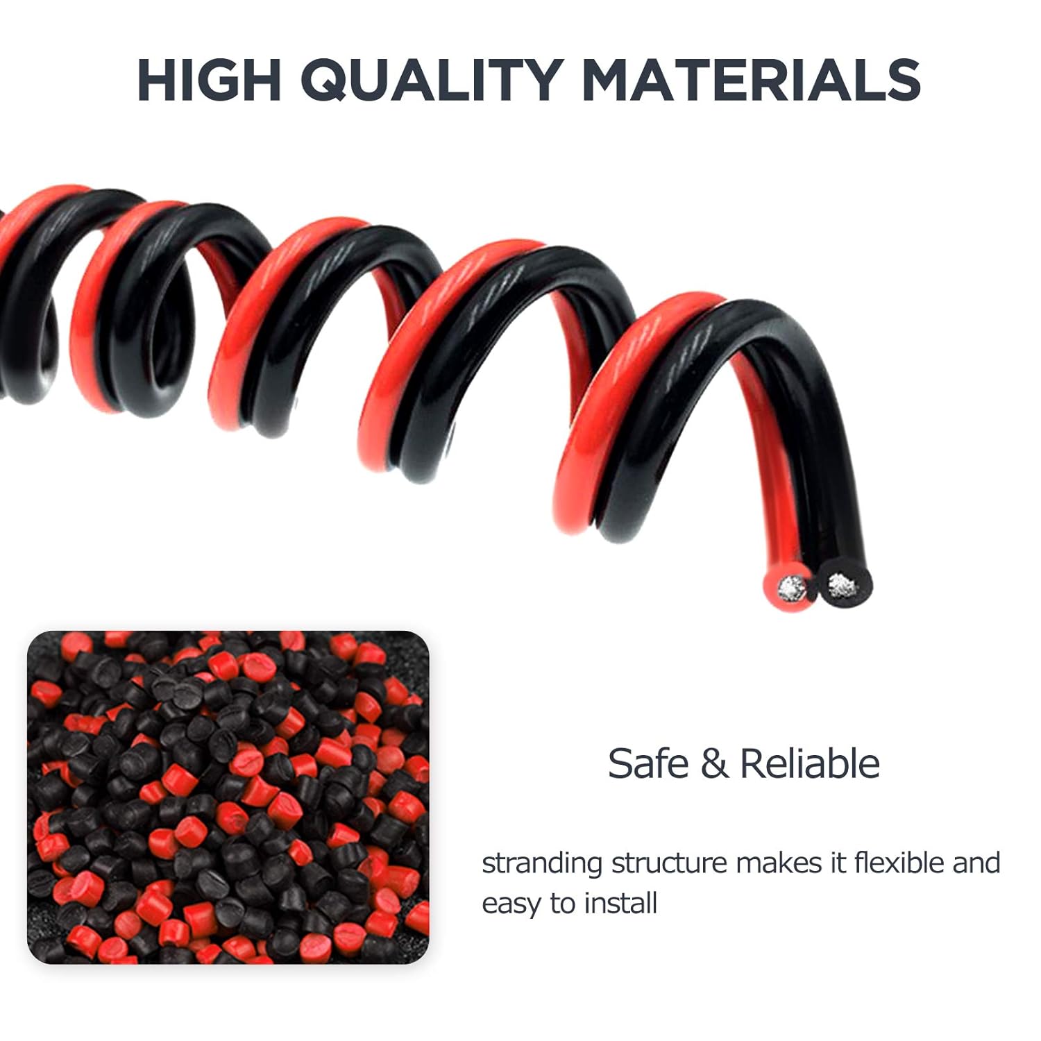 MARSWIRE Cable eléctrico de calibre 18 AWG de 2 pines, cable de luz LED de CC de 12 V, cable de cobre de conexión automática, con carrete para