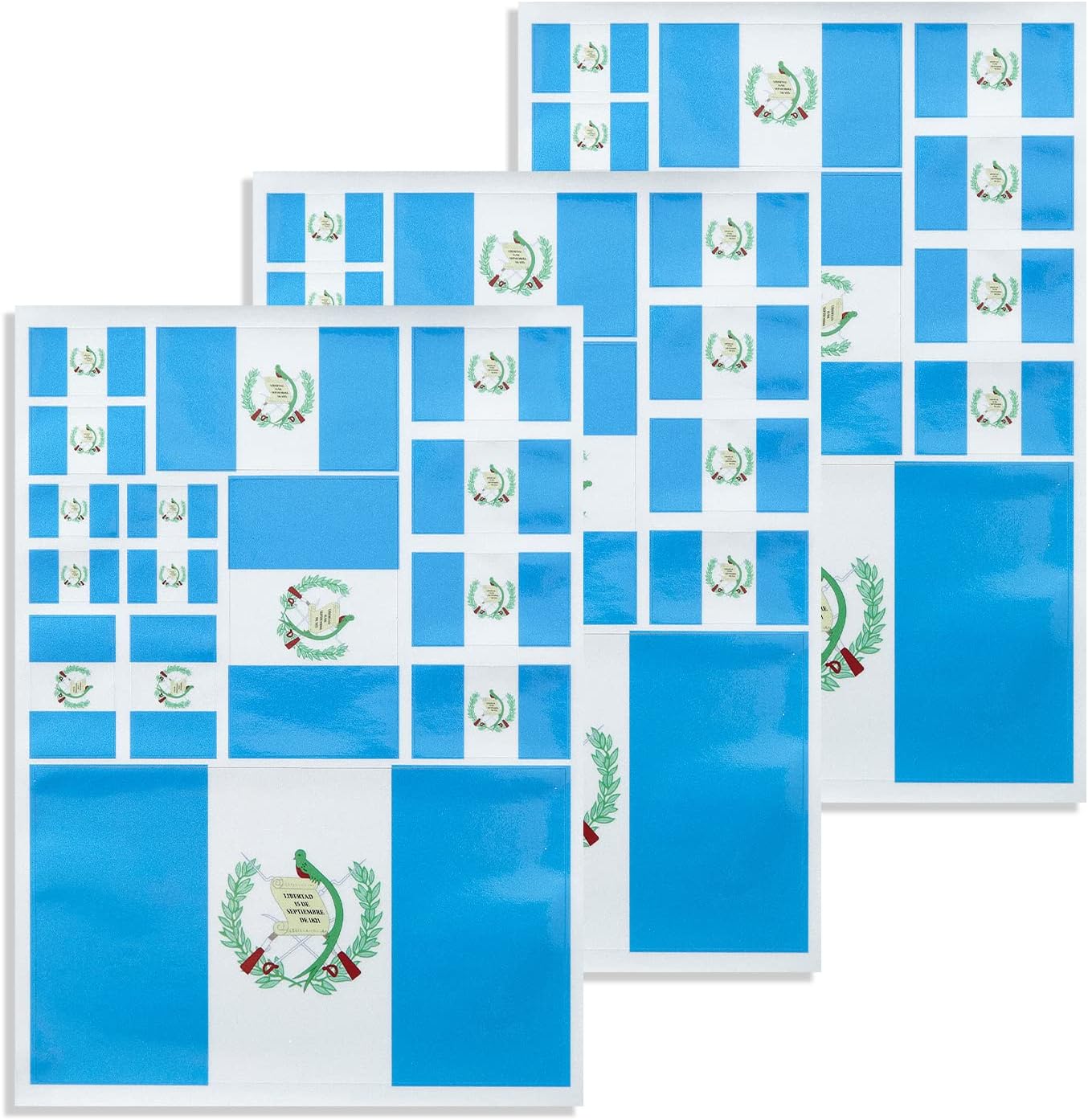 Paquete de 3 calcomanías de bandera de Guatemala, calcomanías reflectantes de vinilo para automóvil, calcomanías impermeables para parachoques de