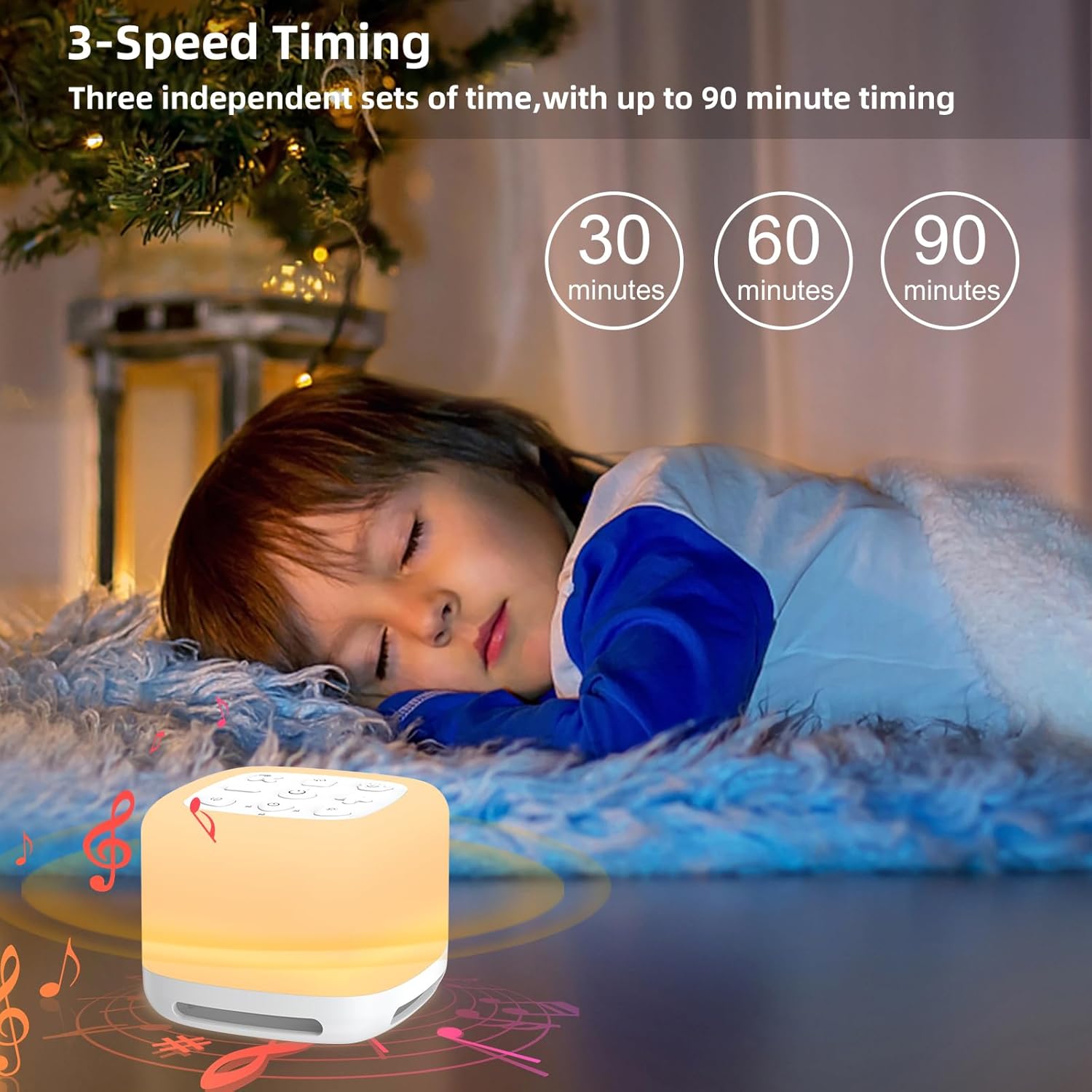 Máquina de ruido blanco, máquina de sonido portátil para bebé adulto, cuenta con batería potente, 40 sonidos relajantes y 8 colores de luz,