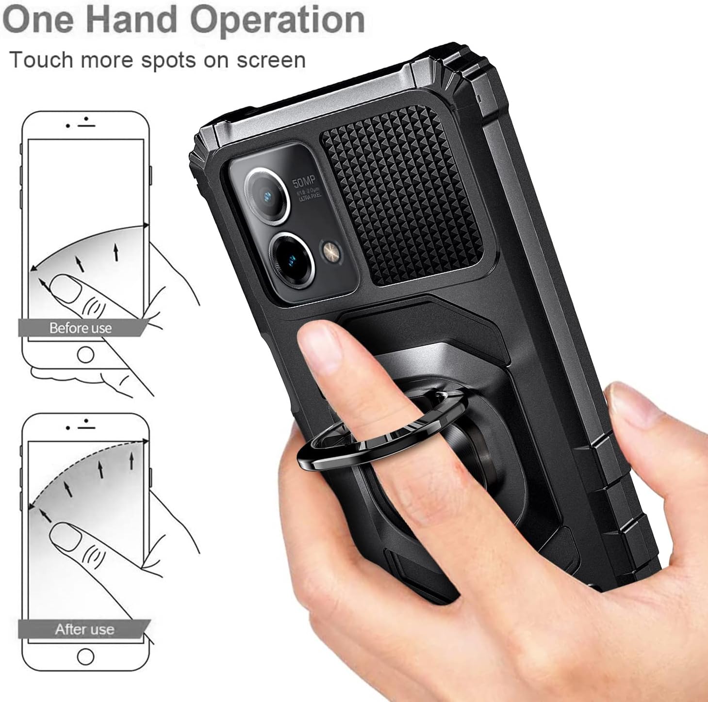 Funda compatible con Motorola Moto G Stylus 5G (2023) con protector de pantalla de vidrio templado (cobertura máxima), protección de cuerpo completo