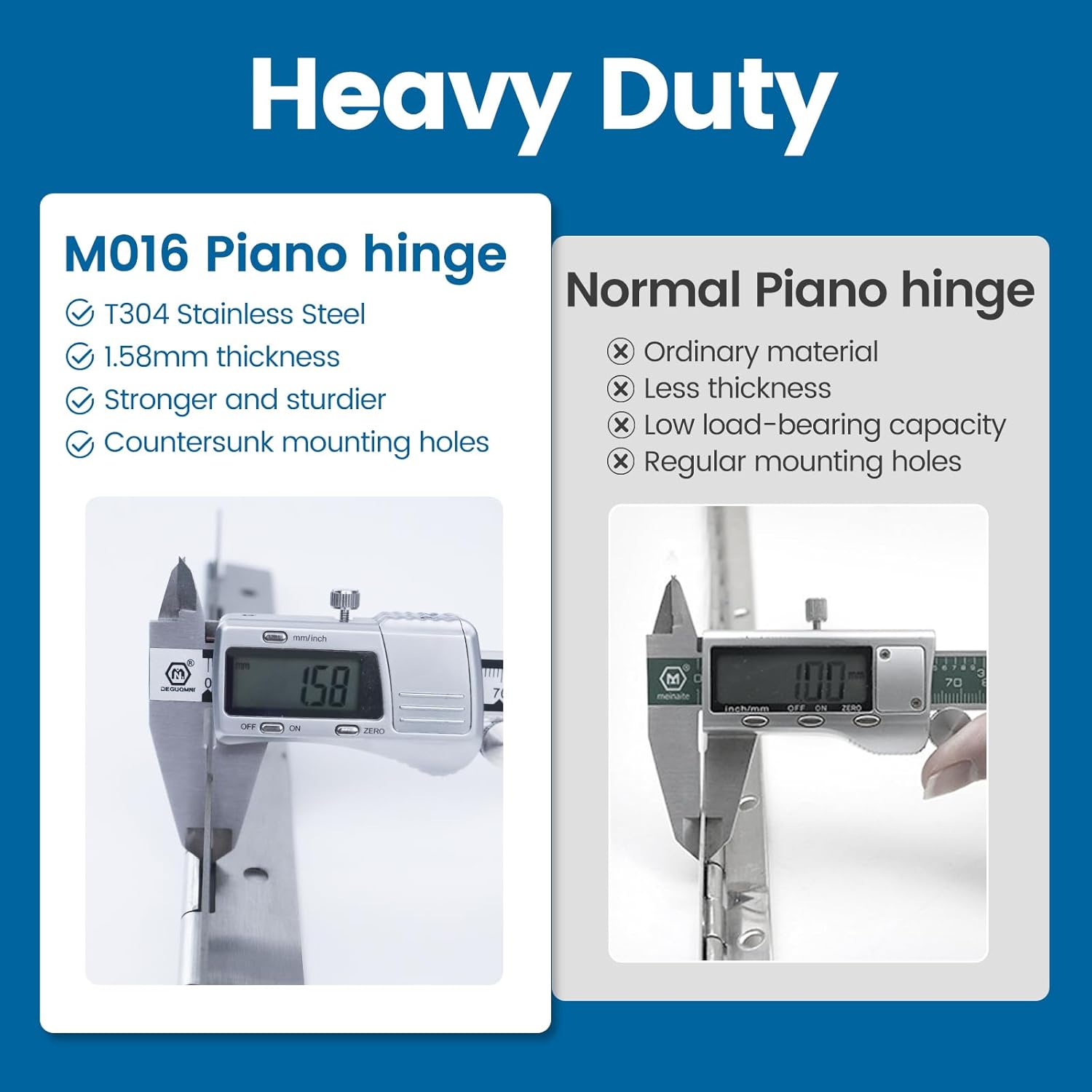 Muzata Paquete de 1 bisagra de piano de acero inoxidable resistente de 71 pulgadas con agujeros para caja de almacenamiento de puerta de barco, 2