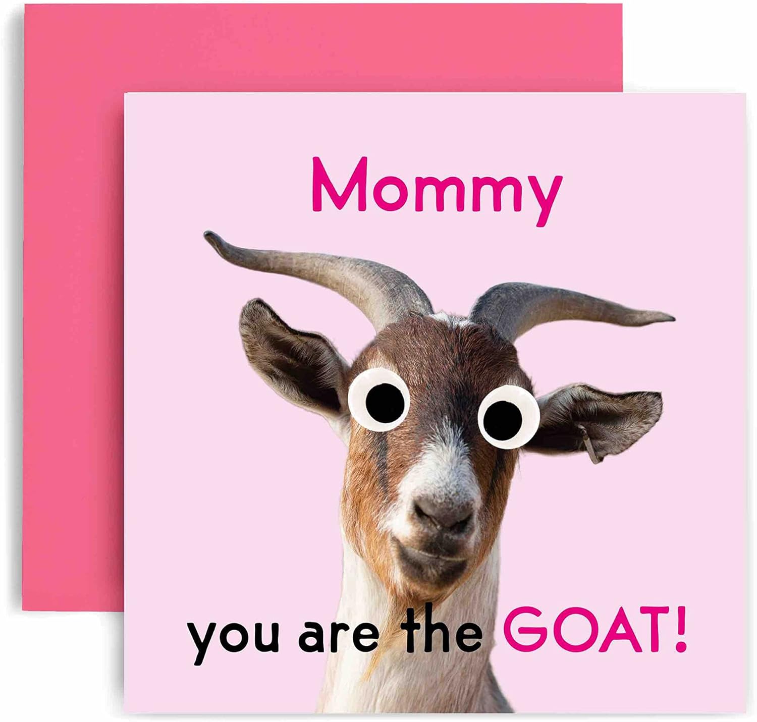 Huxters Tarjetas de cumpleaños para mujer, tarjeta de feliz cumpleaños con texto en inglés “You’re the GOAT Mommy”, para cumpleaños, día de la