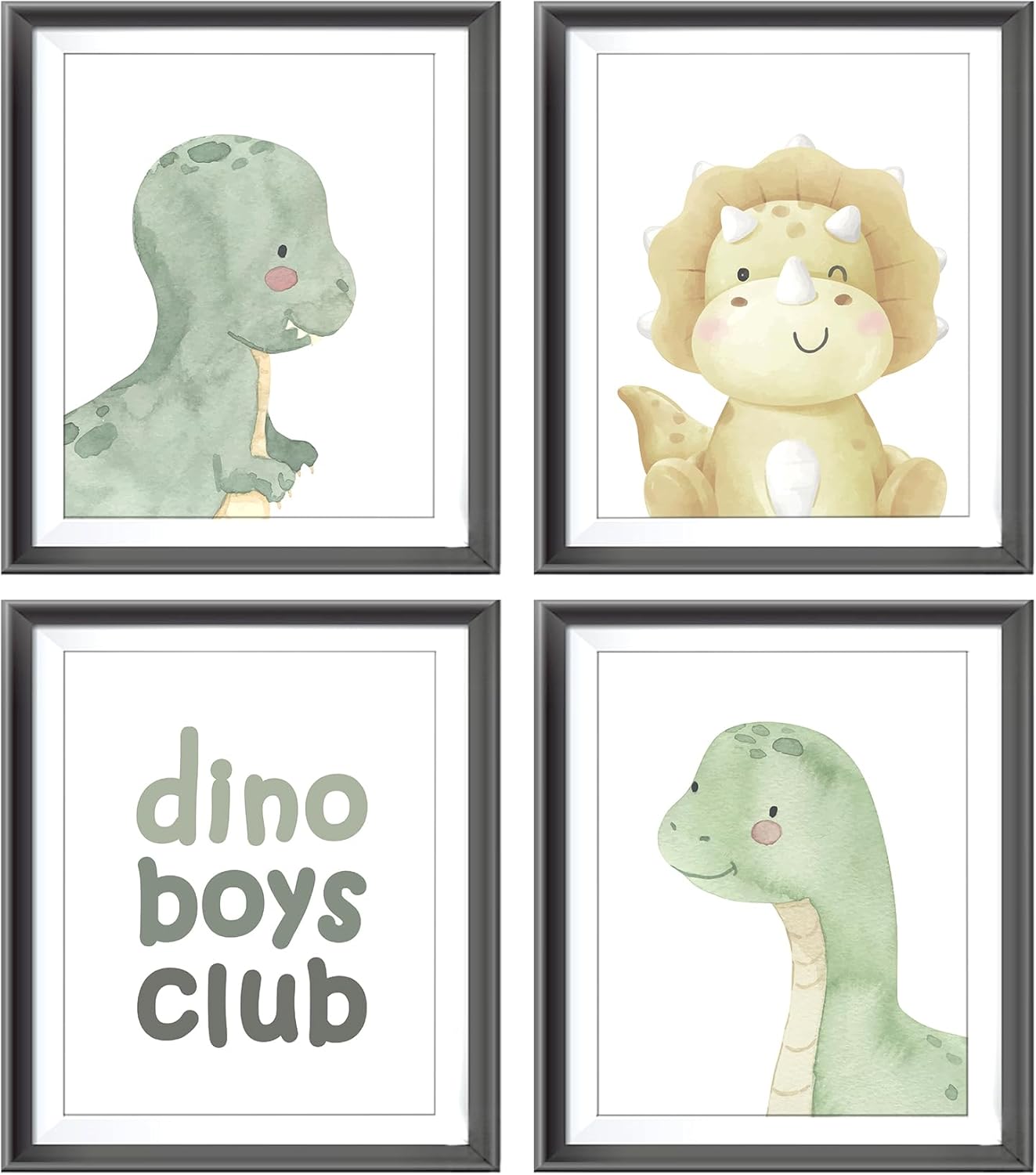AEHIE Dino – Póster de acuarela para niños, niños, habitación de niños, habitación de juegos, decoración de habitación de juegos, decoración de