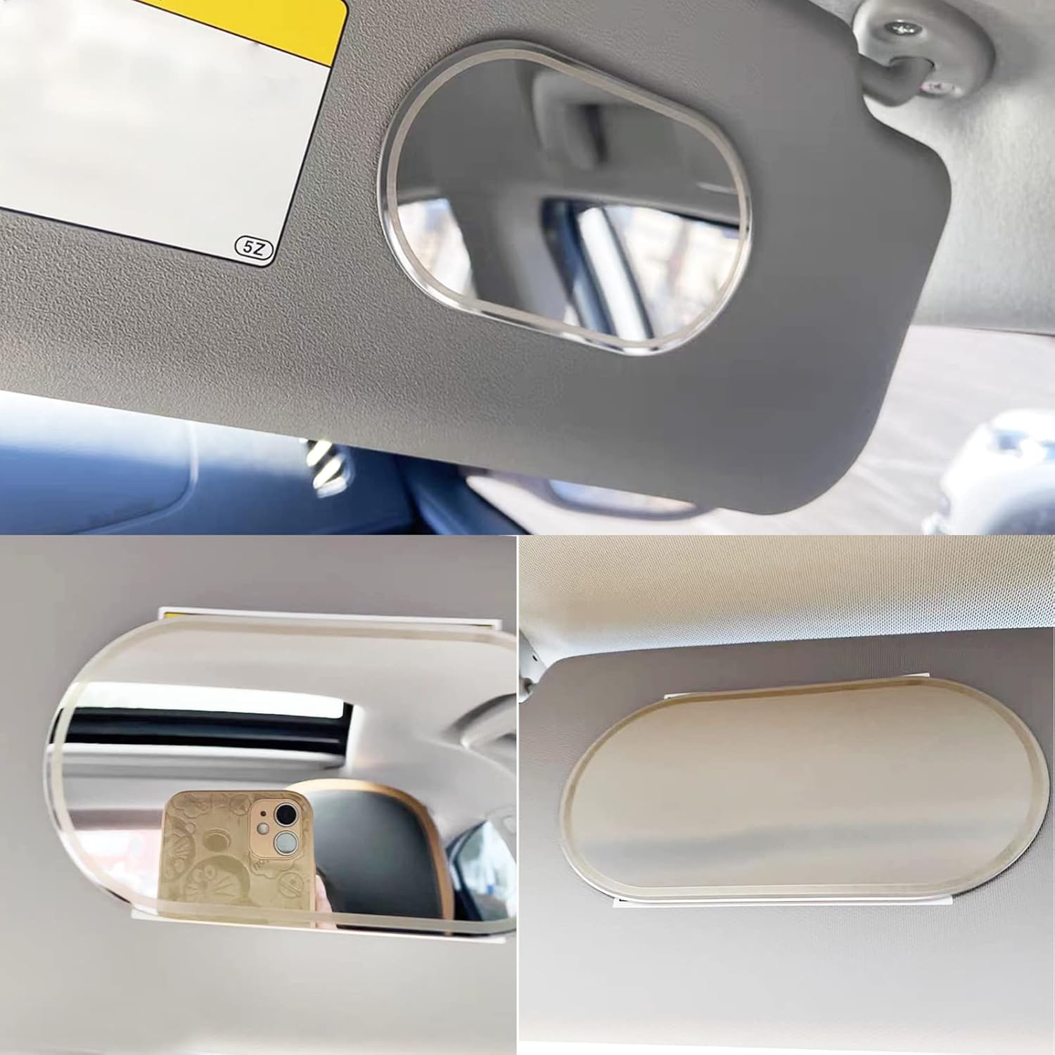 Espejo interior del coche, accesorios de estilo, espejo universal para asiento de automóvil, espejo de maquillaje autoadhesivo portátil, visera de