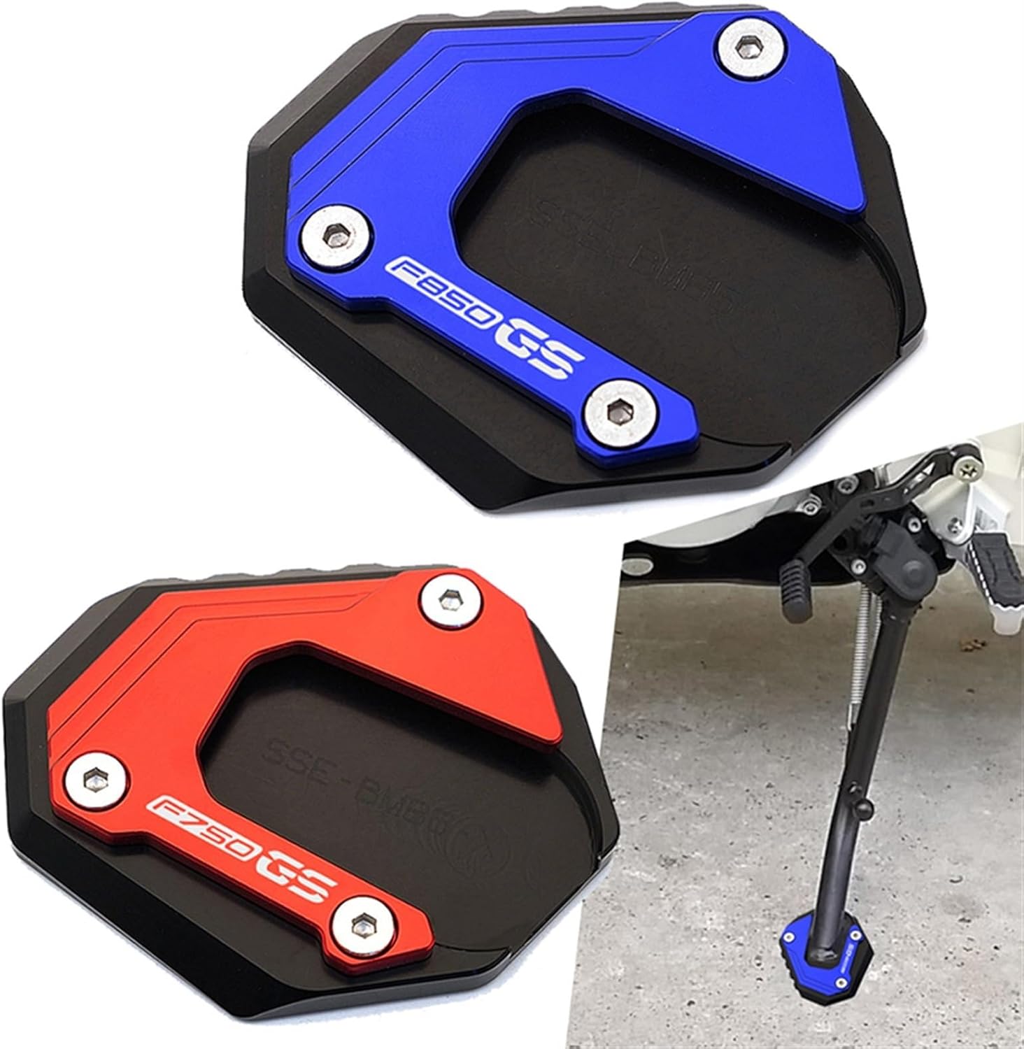CNC aluminio Kickstand Enlarge Motorcycle Side Stand Extension for BMW F850 GS F 750 850 GSA 2018-2022 (Color  Black-F850GS)