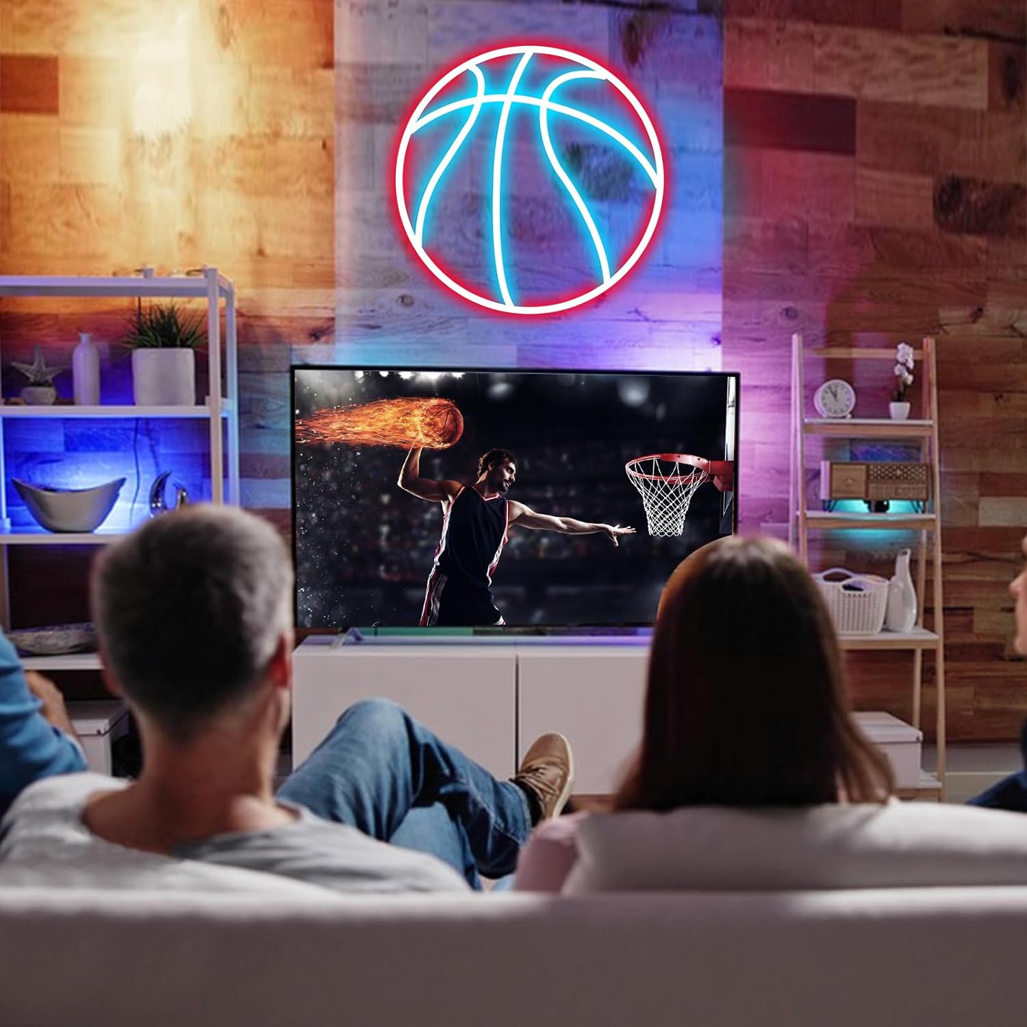 Letrero de neón de baloncesto para dormitorio, letreros de neón LED regulables para decoración de pared, letrero de neón deportivo para niños,