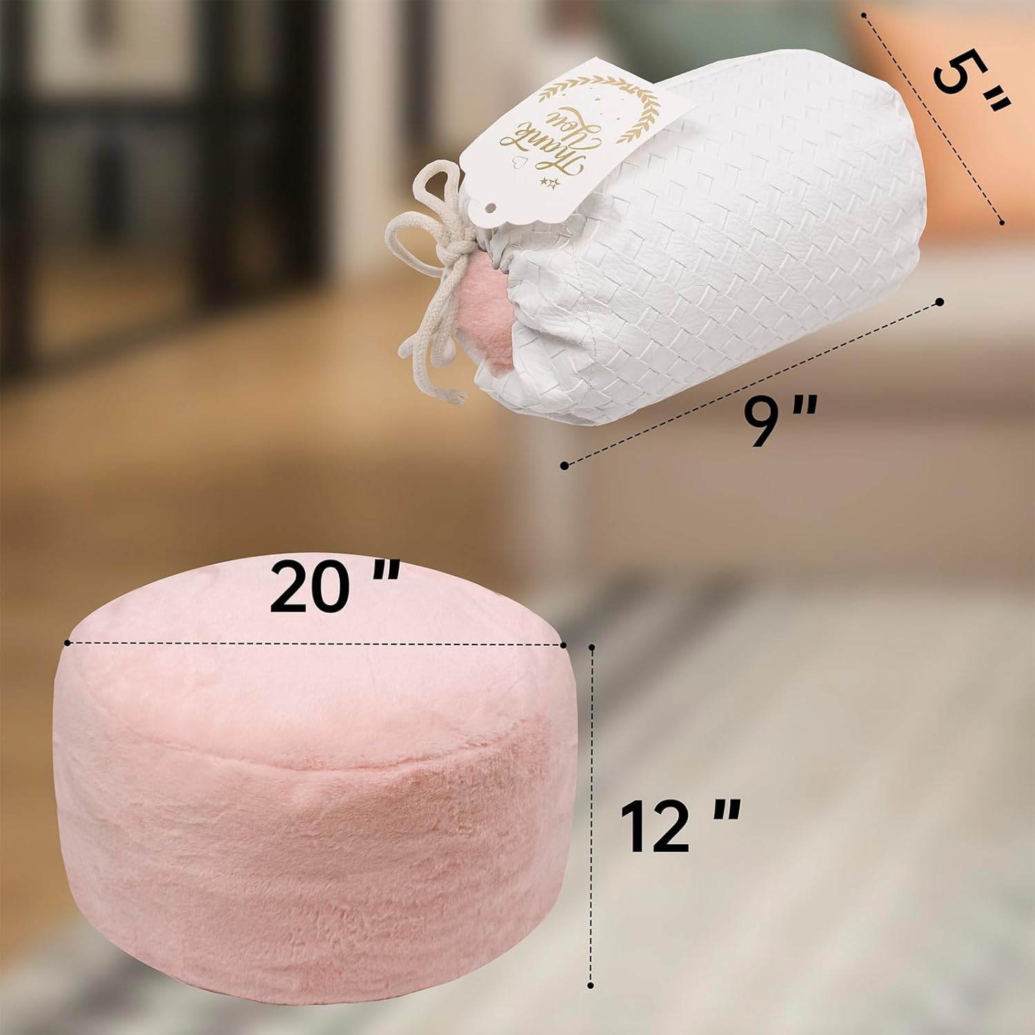 GLAXYFUR Funda de puf sin relleno, taburete de piel sintética, solución de almacenamiento de 20 x 12 pulgadas, puf (sin relleno), reposapiés para