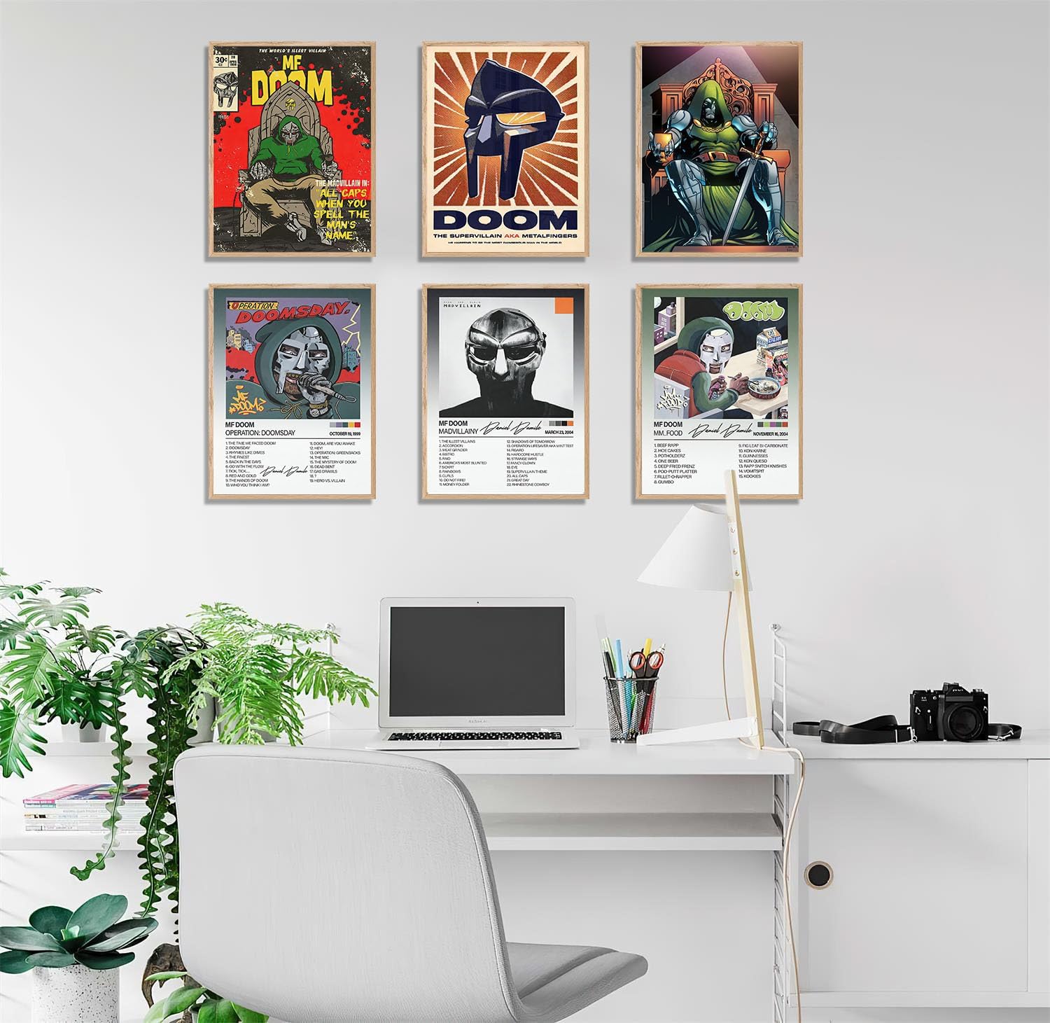 Zsdklres MF Doom – Póster de música firmado limitado para portada de álbum, pósteres estéticos en lienzo para pared, juego de 6 para niñas y niños,