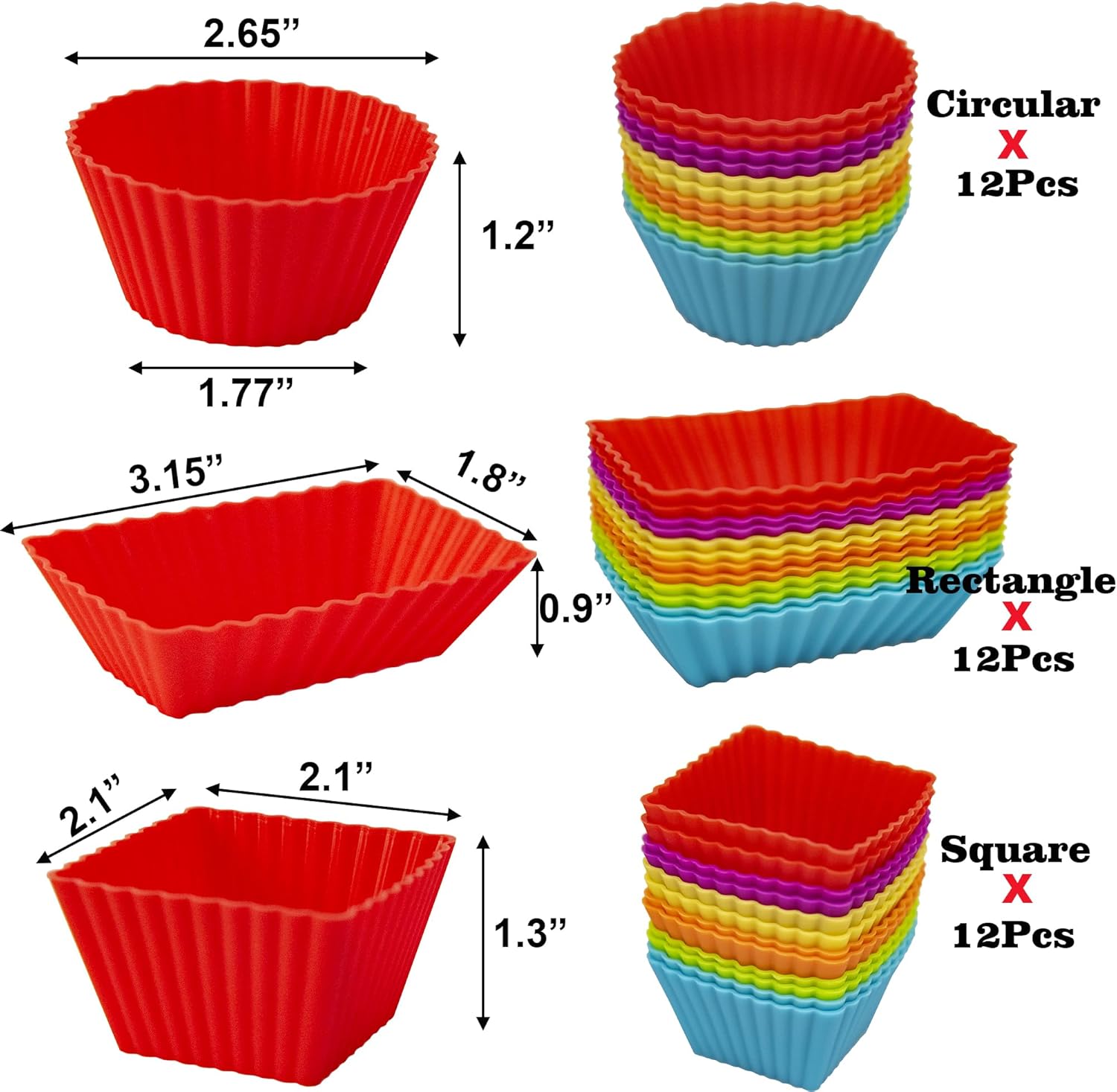 Forros de silicona para cupcakes, 36 divisores de silicona para loncheras, tazas de silicona antiadherentes, accesorios de caja Bento para niños