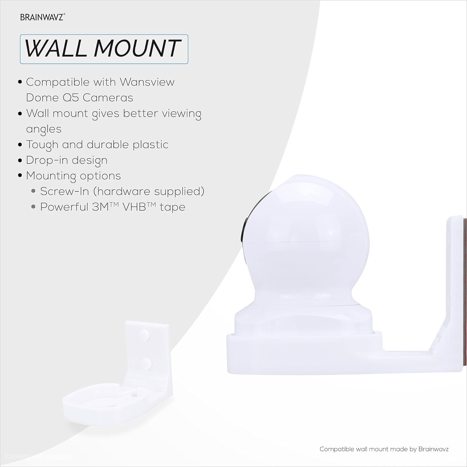 Soporte de pared para cámara de seguridad inteligente Wansview Dome Q5, soporte de diseño personalizado, reduce los puntos ciegos y el desorden,