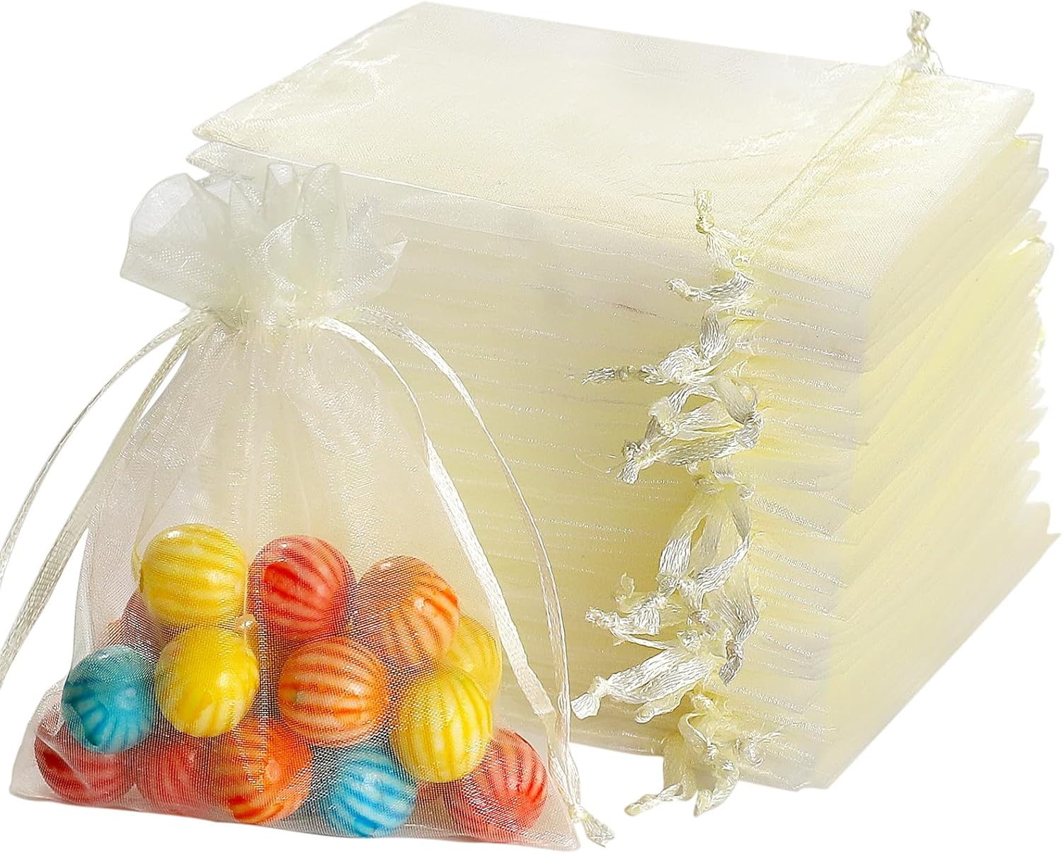 Hopttreely Bolsas de regalo de organza transparente, bolsas de 4 x 4.72 pulgadas, para dulces, joyas, bodas, fiestas, regalos, suministros de