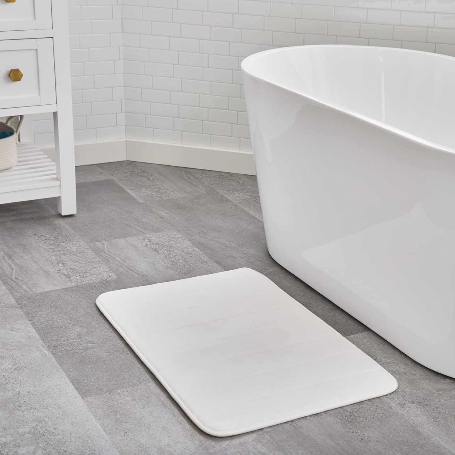 Linenspa Tapete de baño de espuma viscoelástica, antideslizante, absorbente de agua, de secado rápido, lavable a máquina, tapete de baño para baño,