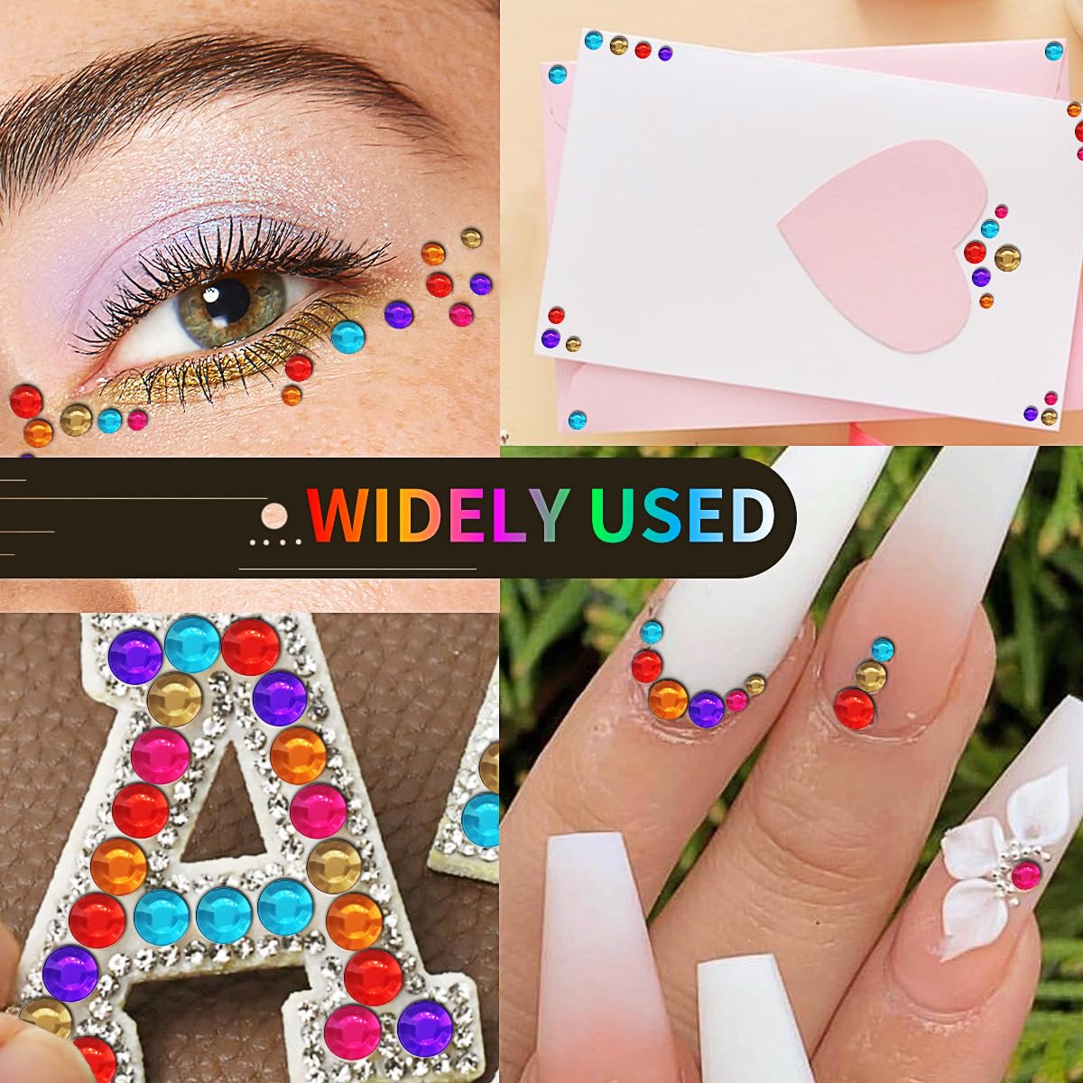 3090 diamantes de imitación autoadhesivos para el maquillaje, festivales, joyas de la cara, calcomanías con purpurina para ojos, calcomanías para