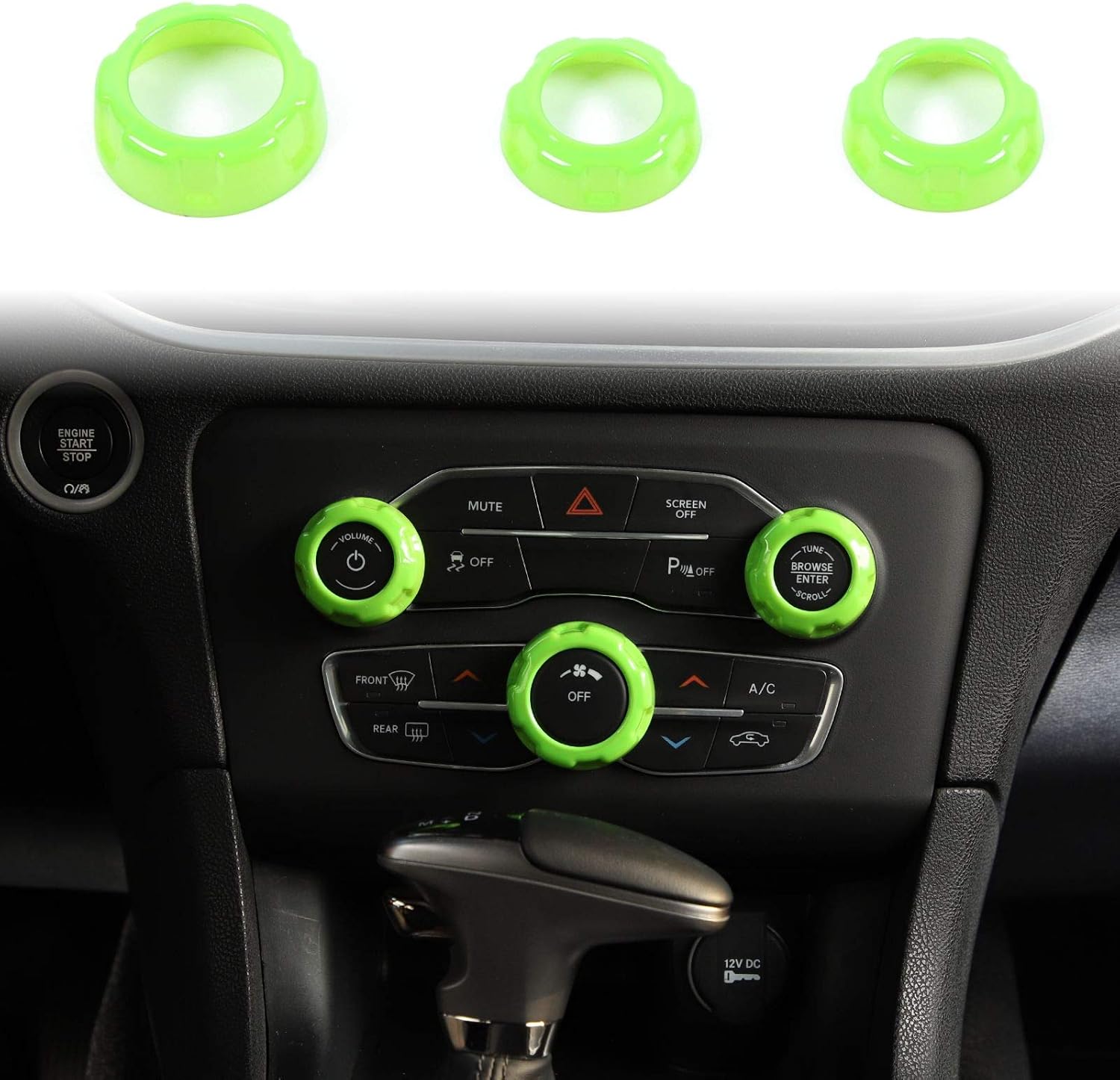 Voodonala Para Challenger Charger Chrysler Radio AC Perillas Botón de interruptor de aire acondicionado para Dodge Challenger Charger 2015-2019,