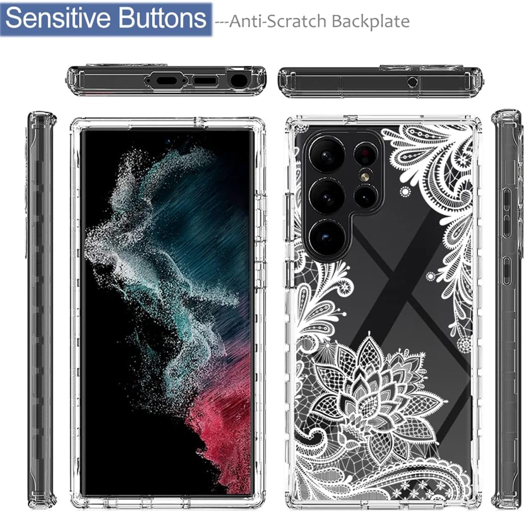 Tothedu Funda para Samsung Galaxy S23 Ultra 5G, Samsung S23 Ultra con protector de pantalla de vidrio templado, funda protectora de cuerpo completo