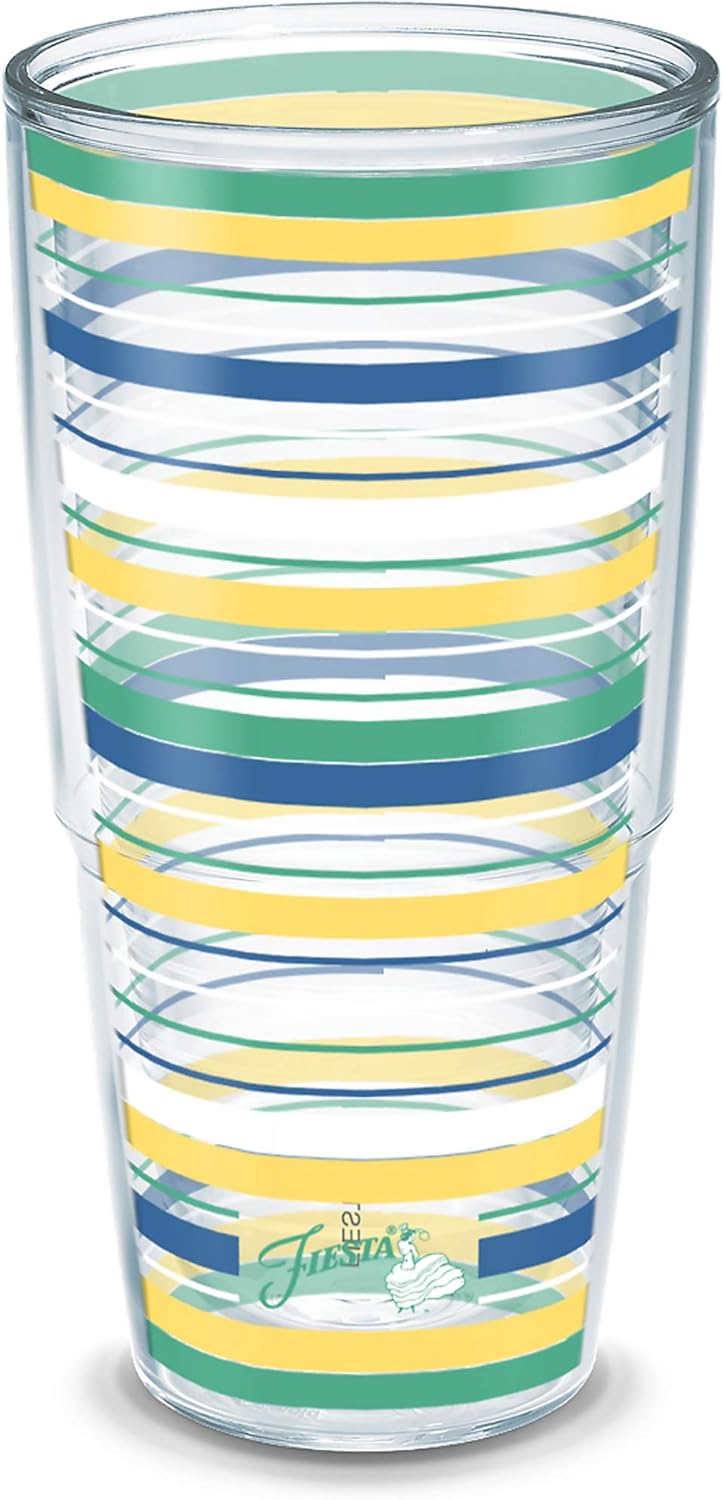 Tervis Vaso aislado de doble pared Fiesta Meadow Stripes hecho en Estados Unidos mantiene las bebidas frías y calientes, 24 onzas, clásico sin tapa