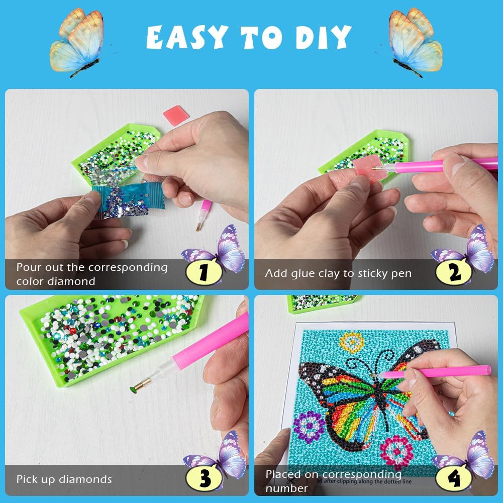 Labeol Kit de diamantes 5D para niños con marco de madera, arte y manualidades para niños de 6 a 8 años, 10 a 12 años, pintura por números,