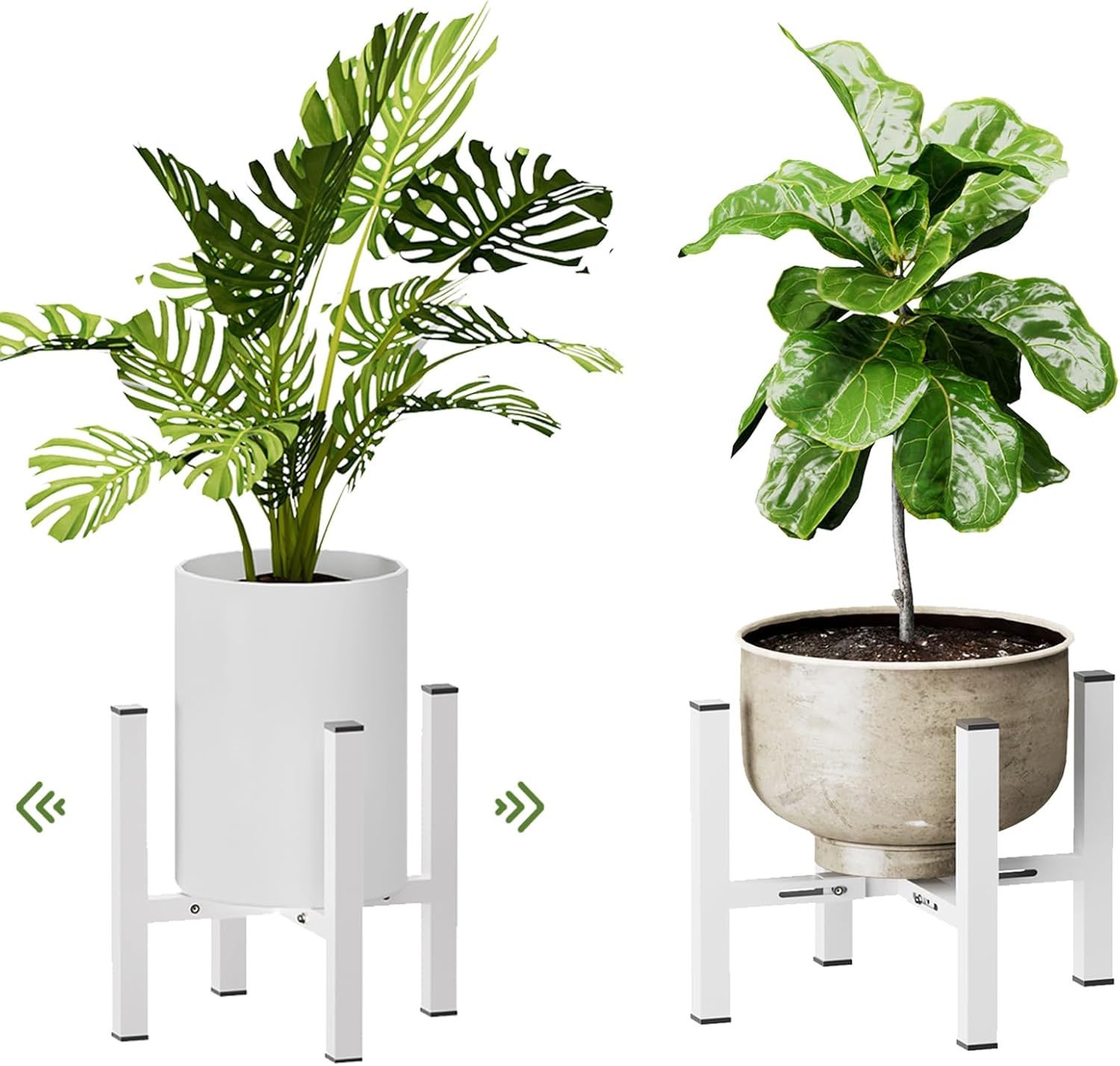 Soporte de metal ajustable para plantas, resistente para interiores y exteriores, para macetas de 8 a 13 pulgadas, color blanco (maceta no incluida)