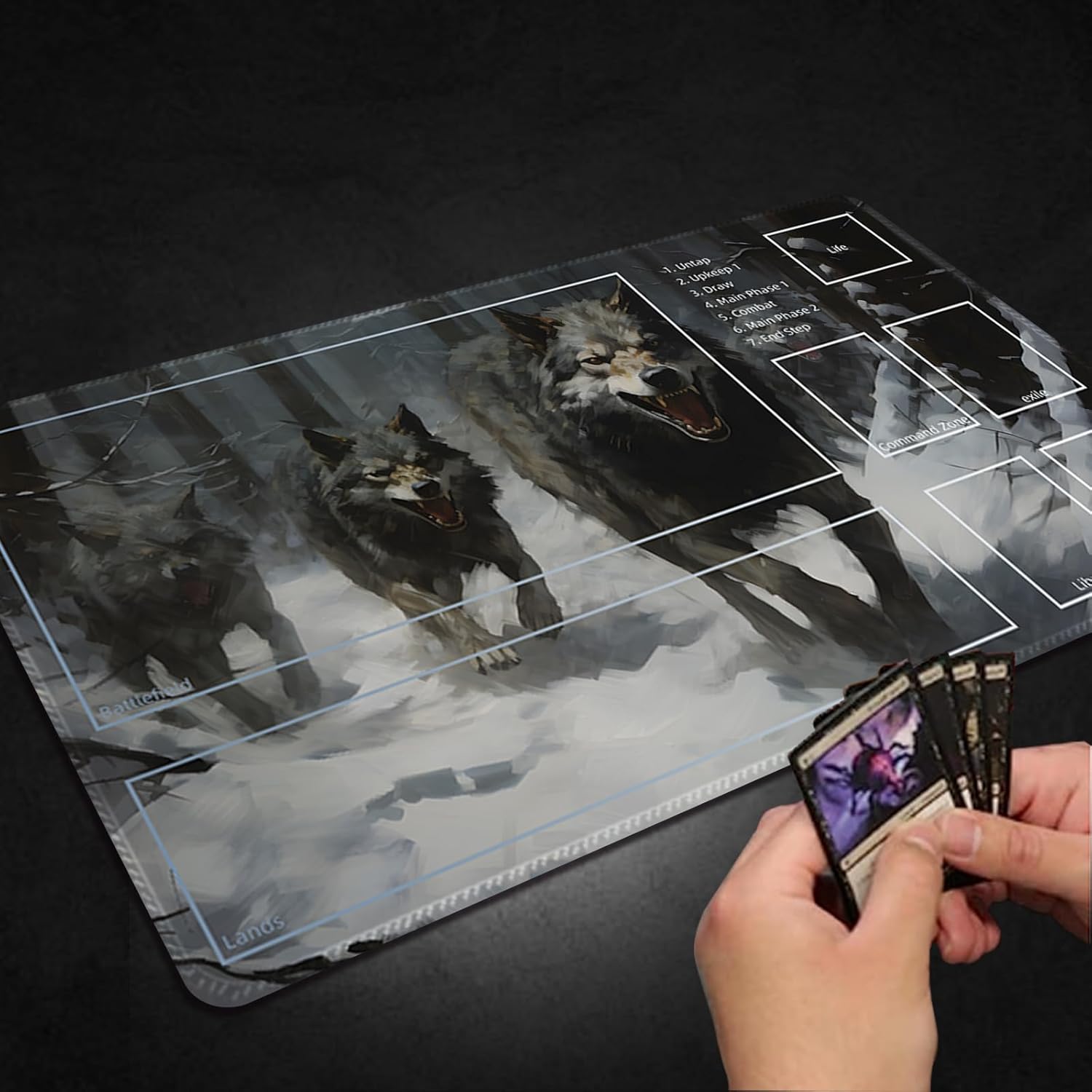 Tapete de juego para MTG, con bolsas de almacenamiento gratis, tapete de juego de 24 x 14 pulgadas, TCG y tapete de juego de mesa para tarjetas,