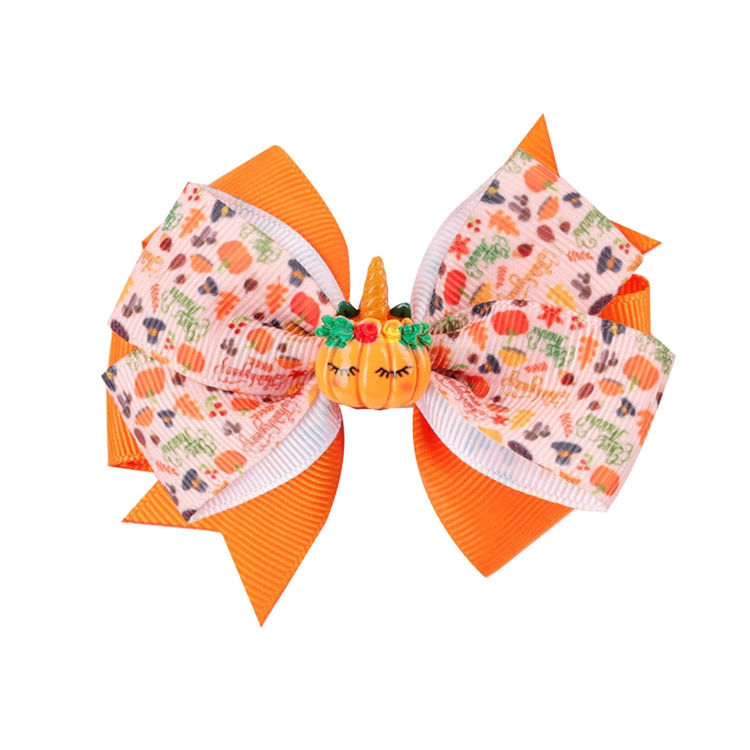 Pinzas de lazo para el cabello de Acción de Gracias para niñas, horquillas con lazo de calabaza, pavo, para niños, bebés, niñas, accesorios para el
