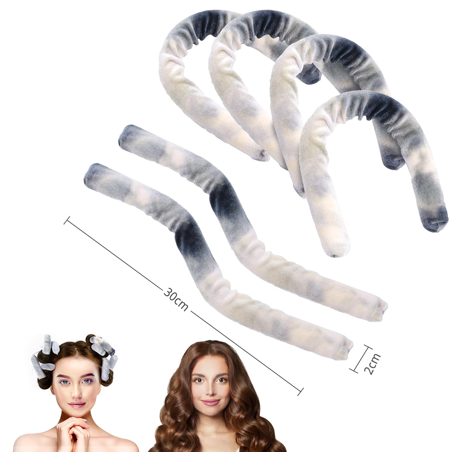 Rizador de pelo sin calor para rizos de cabello largos, medianos y cortos, 6 unidades, sin calor, de satén, rizadores de pelo para dormir, rizadores