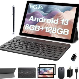 COOPERS Tablet 2 en 1 de 10 pulgadas, Android 13 Tablet con teclado, 8 GB de RAM 128 GB ROM, WiFi 2.4G5G, tableta de computadora con funda, ratón, COOPERS Tablet 2 en 1 de 10 pulgadas, Android 13 Tablet con teclado, 8 GB de RAM 128 GB ROM, WiFi 2.4G5G, tableta de computadora con funda, ratón,