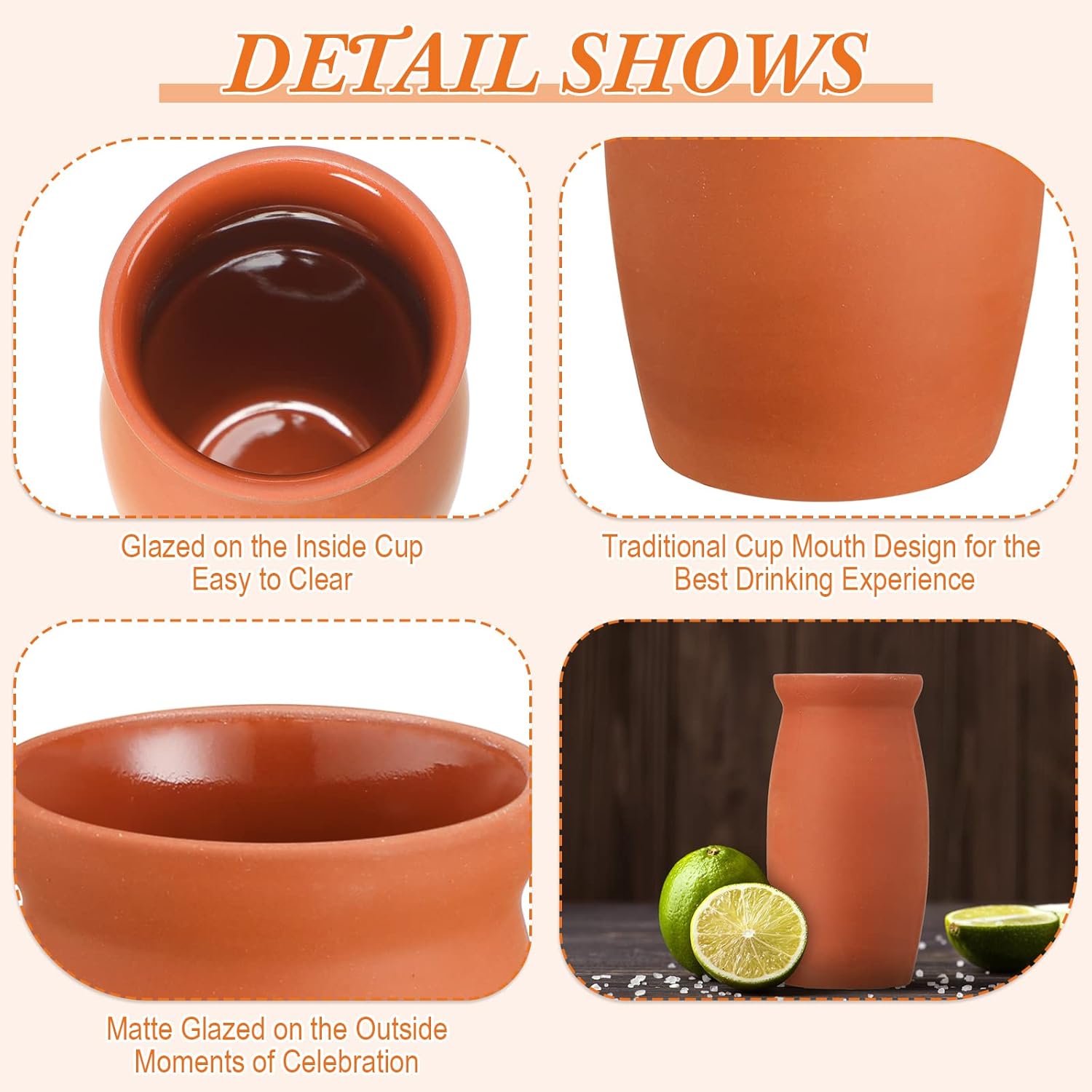Cantaritos De Barro Mexicanos – Vasos de cóctel de 12 onzas, vasos de arcilla para tequila, margaritas, mojitos, cerámica, vasos de chupito