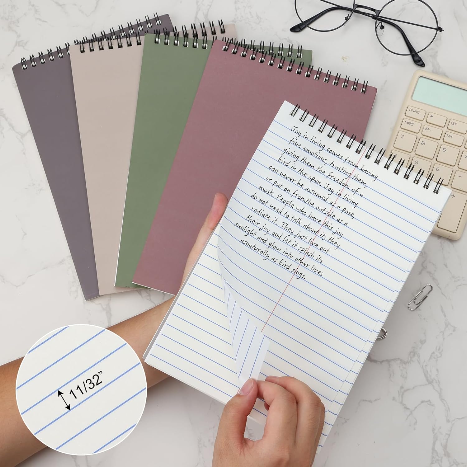 EOOUT Top – Paquete de 5 cuadernos estéticos de bolsillo de 6 x 9 pulgadas, 80 hojas de papel blanco con regla Gregg, cubiertas coloridas, cuadernos