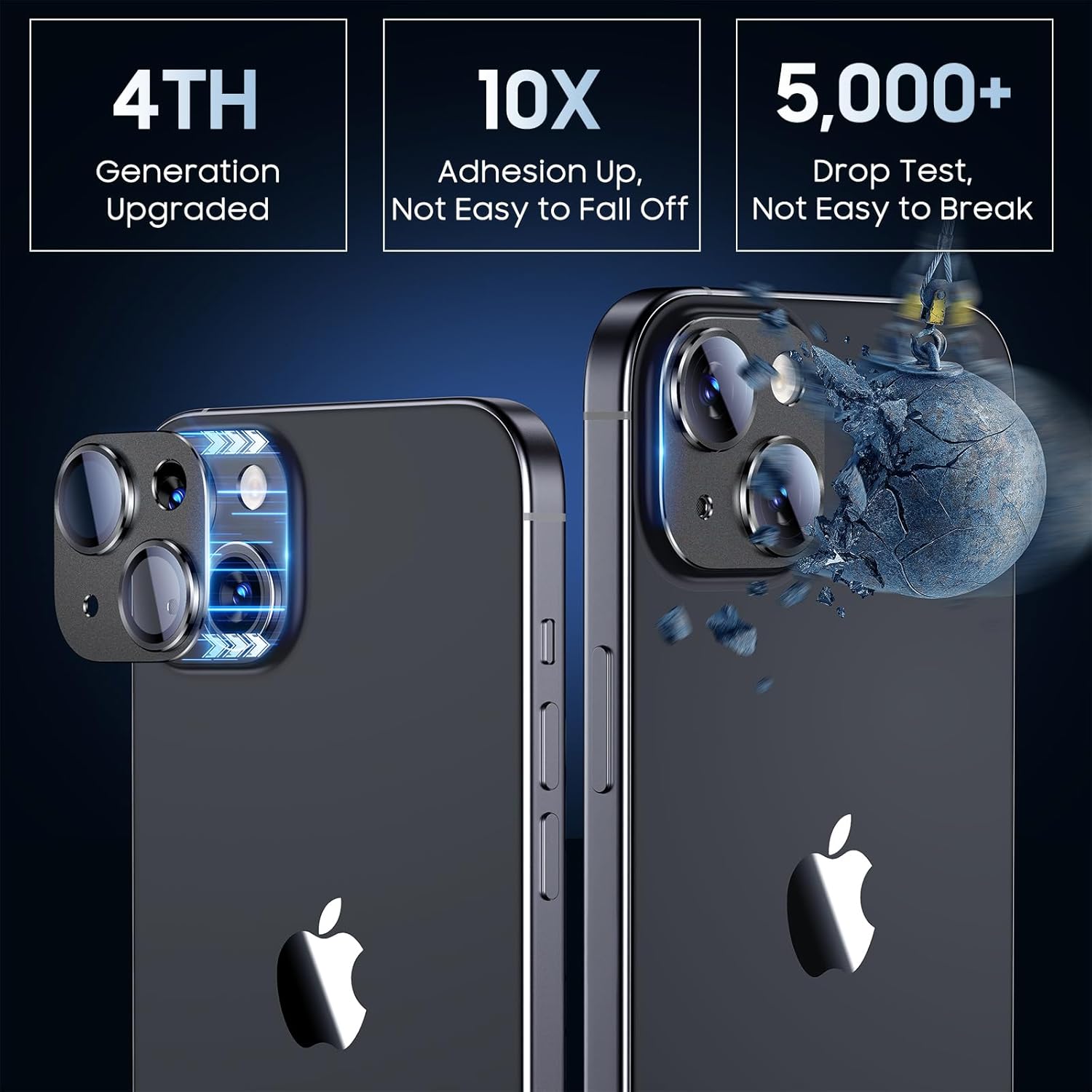Uyiton Protector de lente de cámara para iPhone 15iPhone 15 Plus, no es fácil de romper fuerte absorción compatible con fundas cubierta de pantalla
