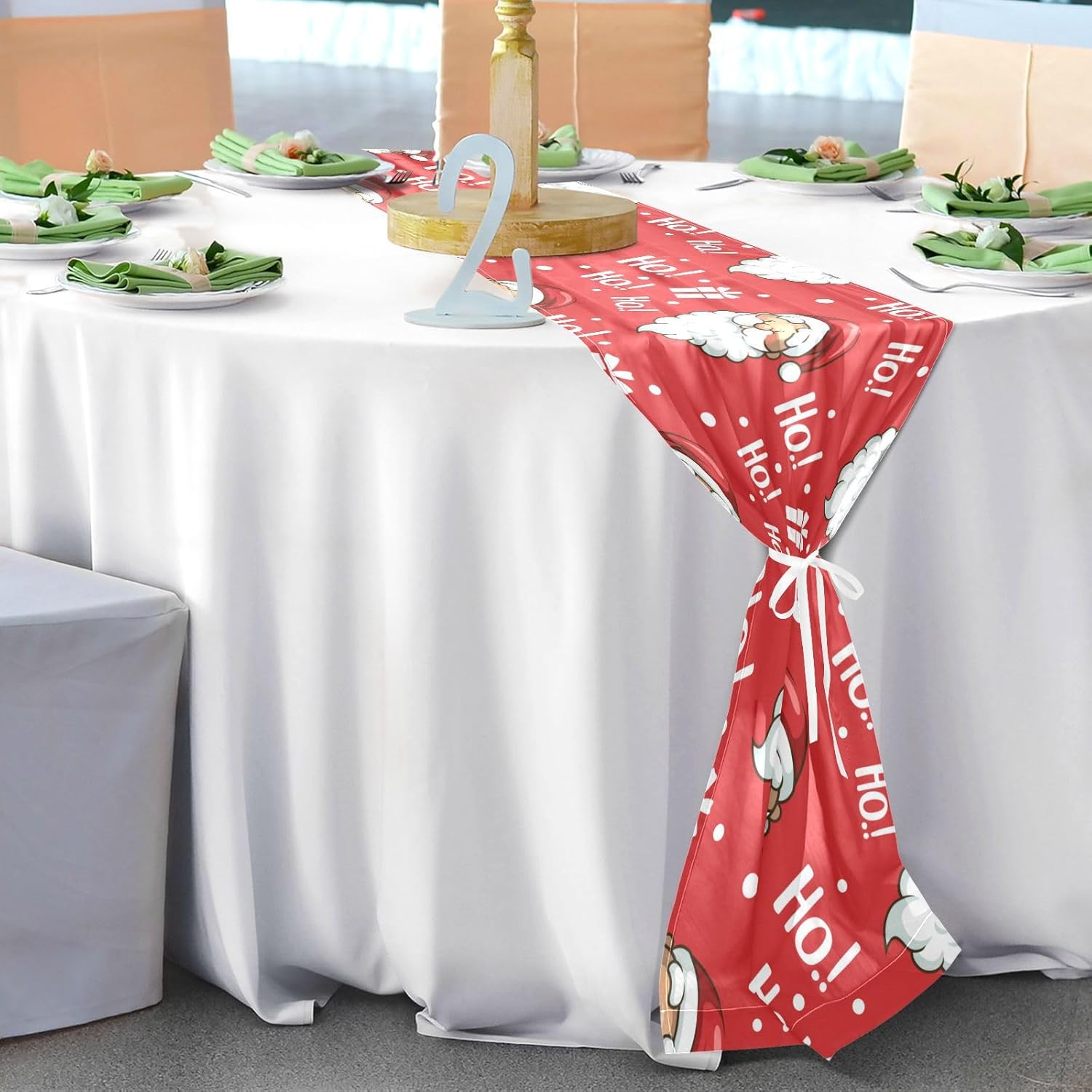 Christmas Santa Red Table Runner Fall Decor for Dining Table Decor Christmas Table Runner 120 Inches Long