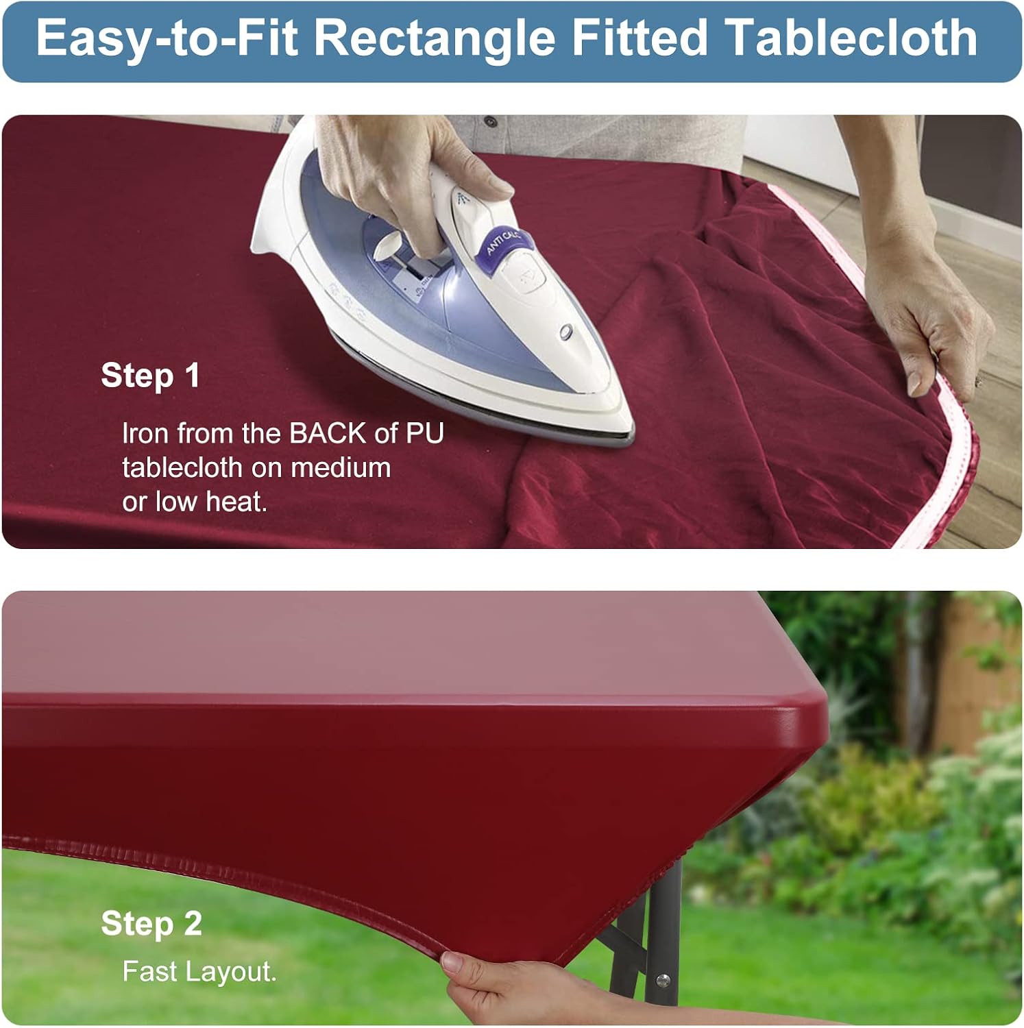 Mantel rectangular de poliuretano con diseño triple, antidesgarros, lavable, elástico, suave al tacto, impermeable, a prueba de aceite, para picnic,