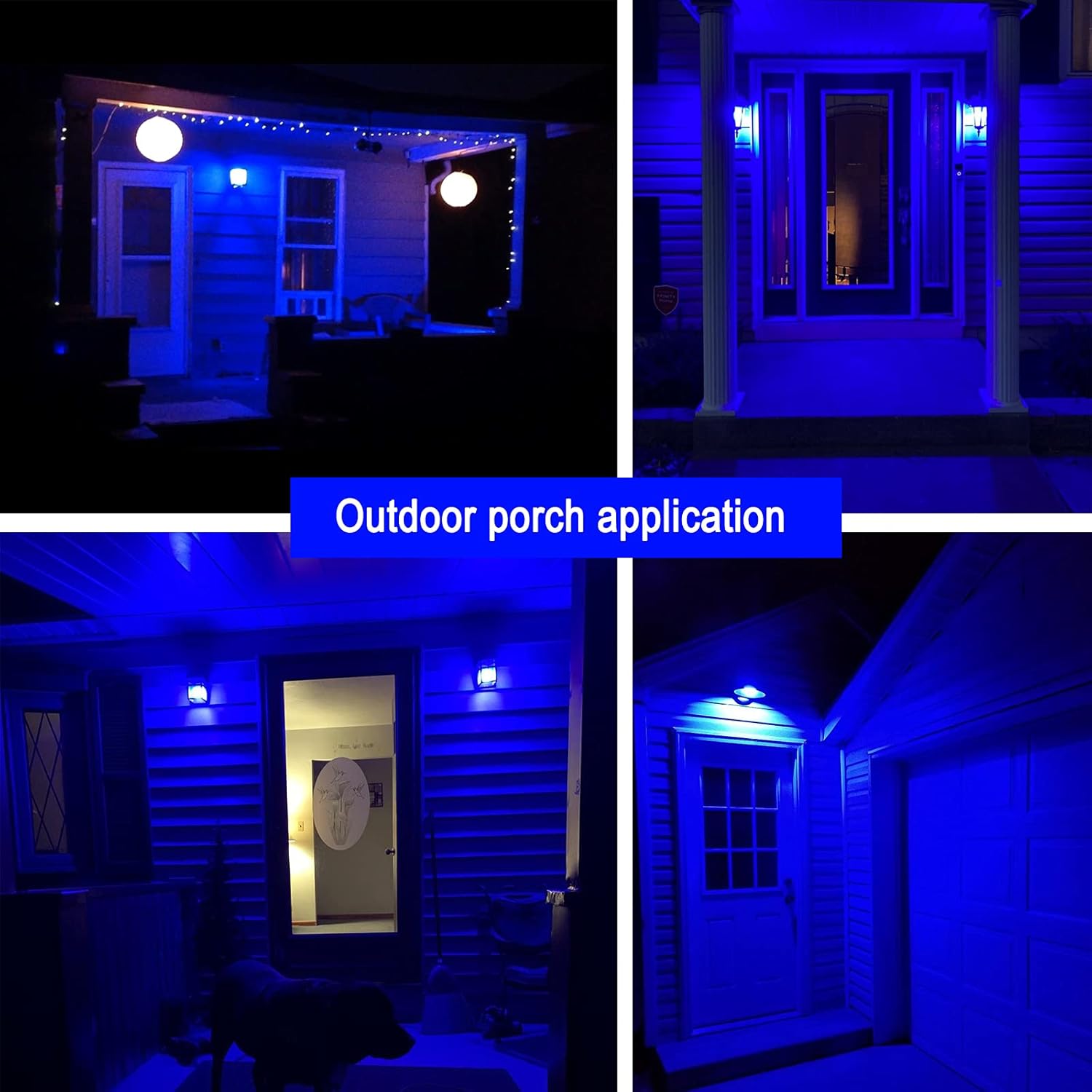 Bombilla LED de color azul  Base A19 E26 bombillas azules de 9 W (equivalente a 60 W), bombillas azules perfectas para porche al aire libre,
