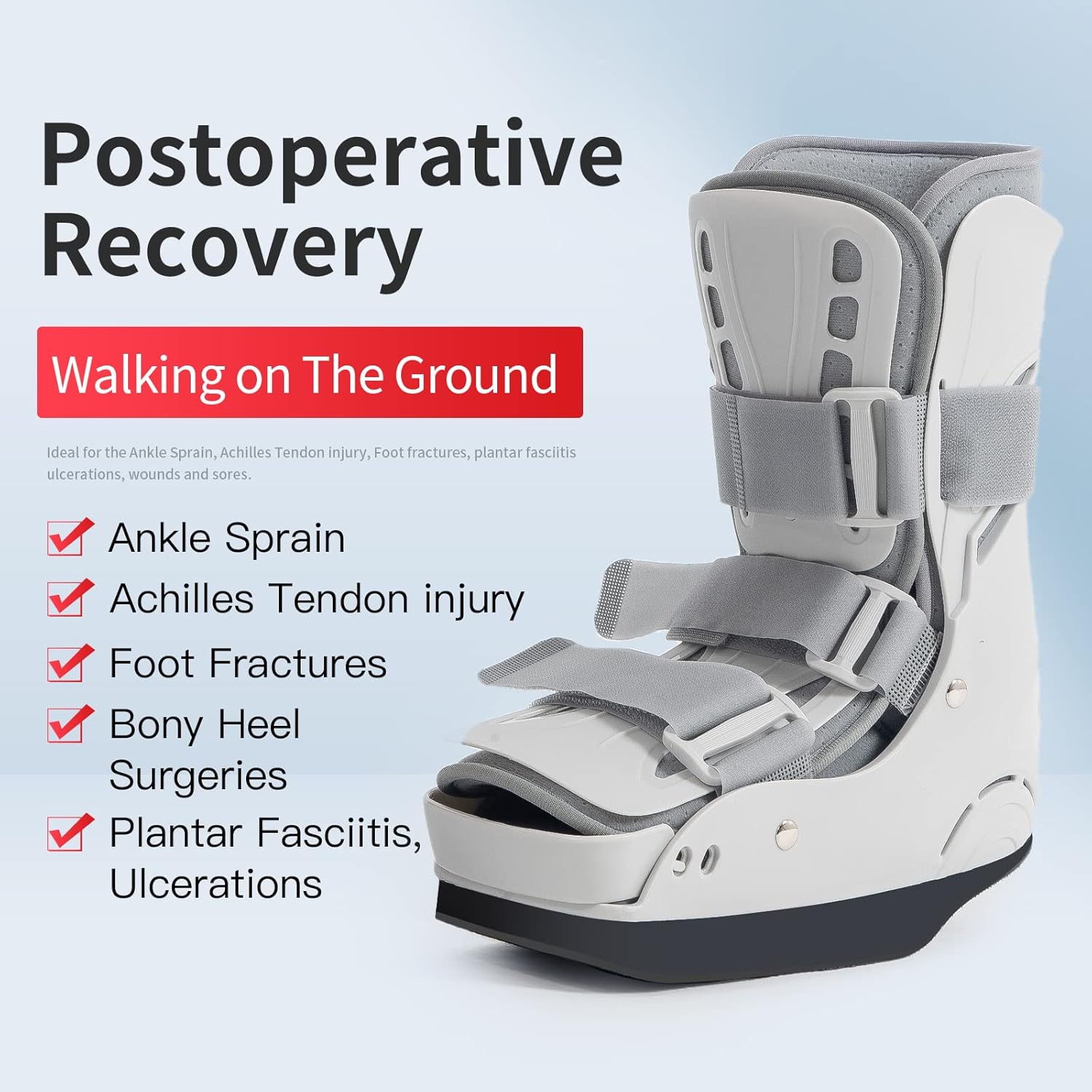 Bota de descarga inflable para caminar y fractura para dolor de talón o tobillo, médica corta Air Cam Walker Brace para esguinces, fractura,