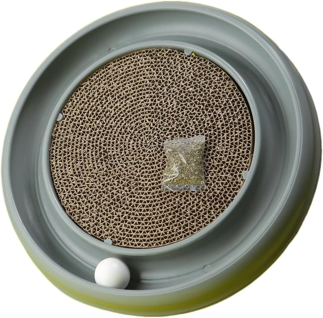 Lexweezwudi Pelota de pista de juguete para gatos e interior interactiva para mascotas, juguetes rascadores de arañazos, almohadilla para rascar
