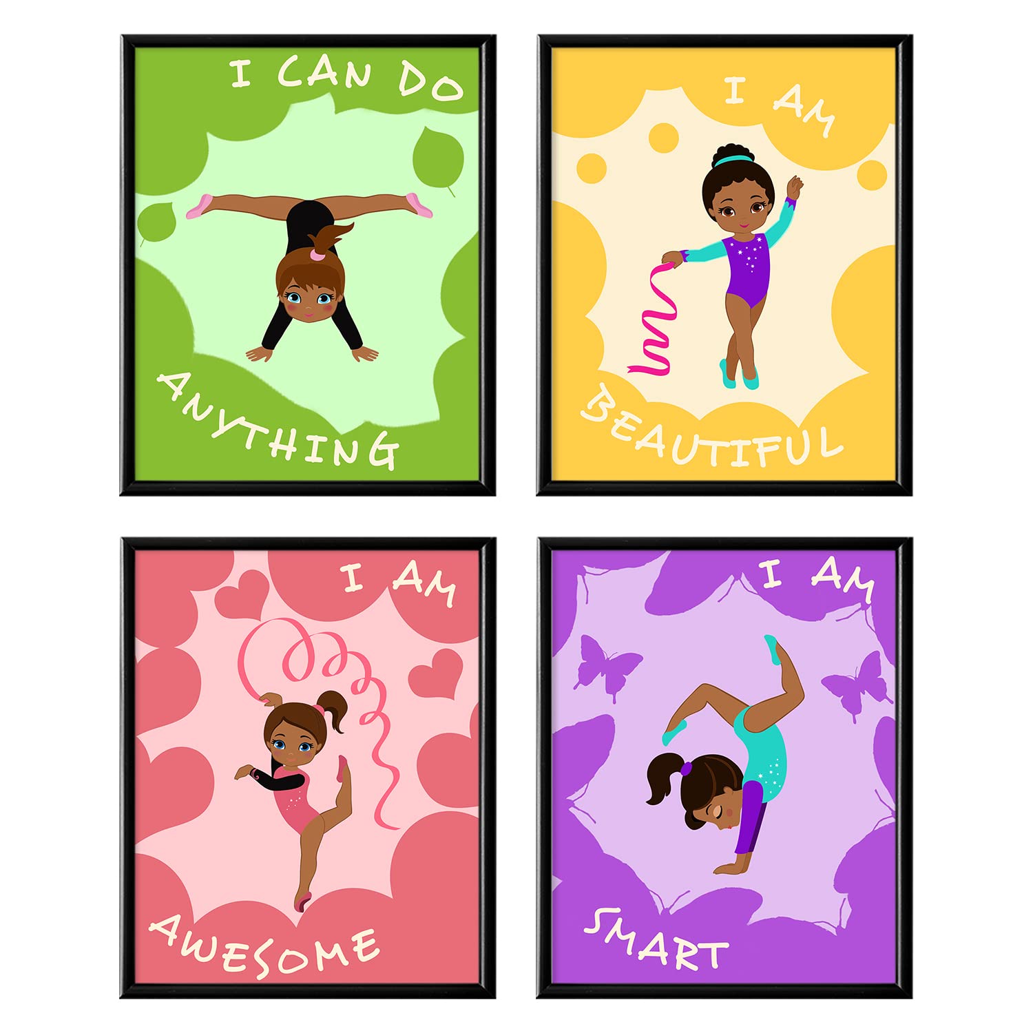 African American Girl Wall Art – Gymnastics Bedroom Decor – Motivational Quotes for Daughter Room Decor – Gifts for Black Girl Wall Decor – Cute