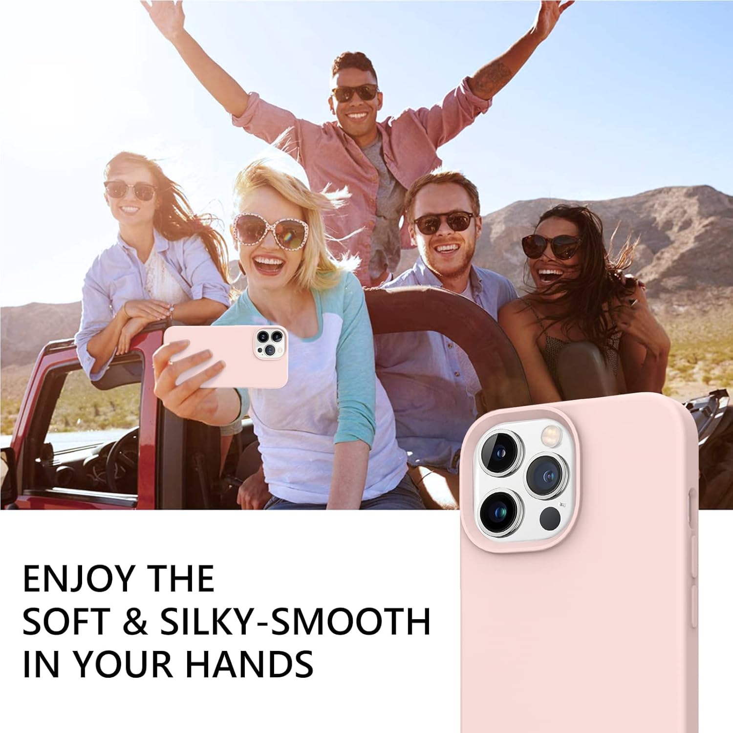 GUAGUA Funda compatible con iPhone 13 Pro de 6.1 pulgadas de silicona líquida de gel suave, delgada, forro de microfibra delgada, textura de cojín,