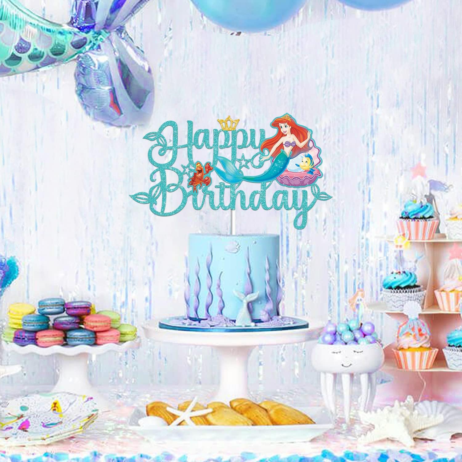 Decoración para pastel de sirena, decoración de pastel de sirena, Ariel, decoración de pastel de sirena, decoración de pastel de fiesta de sirena,