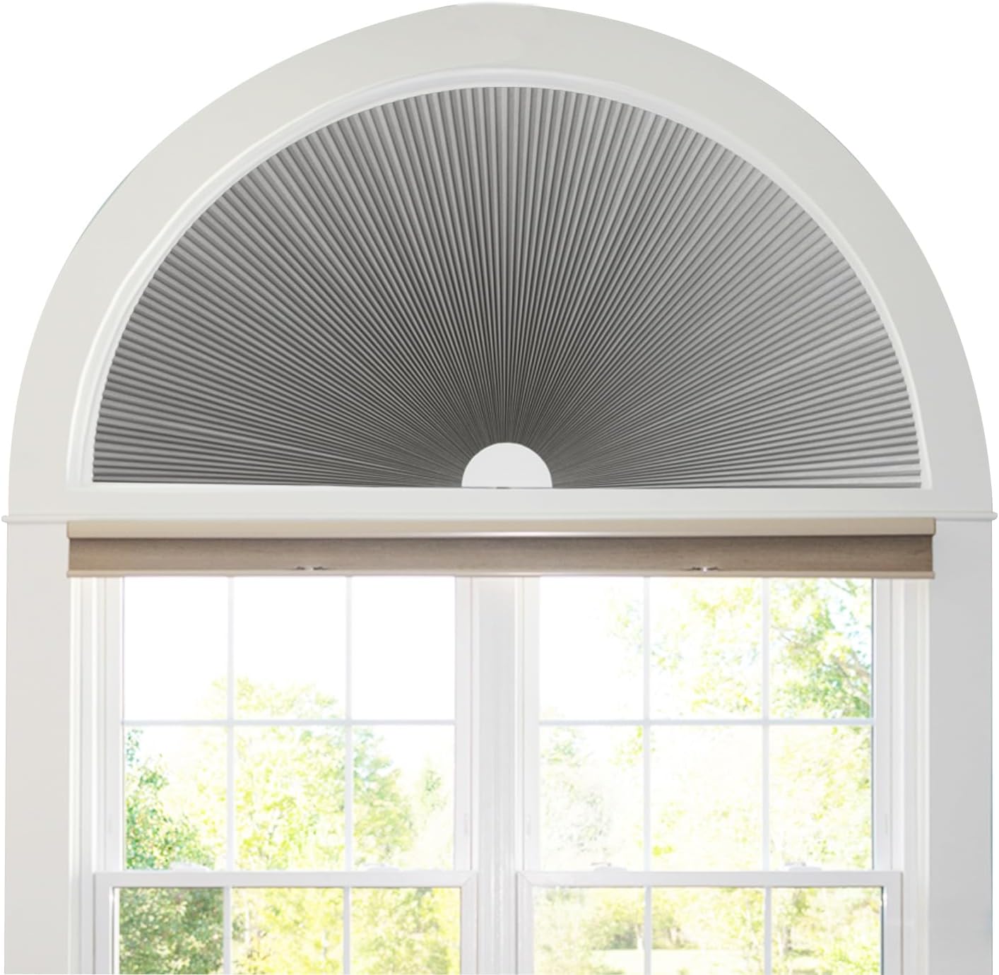 JDALL Persianas plisadas de panal medio círculo para ventana de arco medio círculo, cortina de arco de tela filtrante de luz, fijación rápida y
